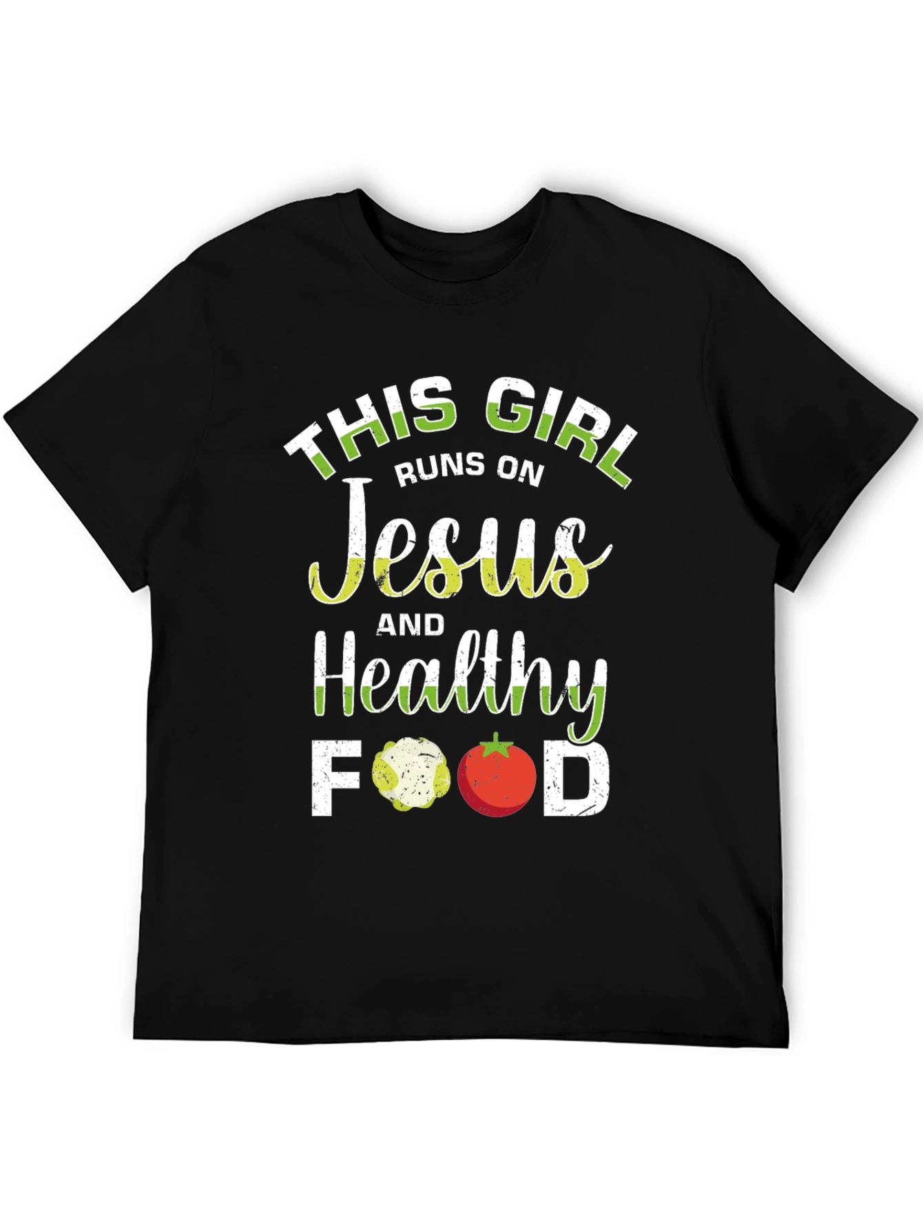 This Girl Runs on Jesus and Healthy Food T-Shirt