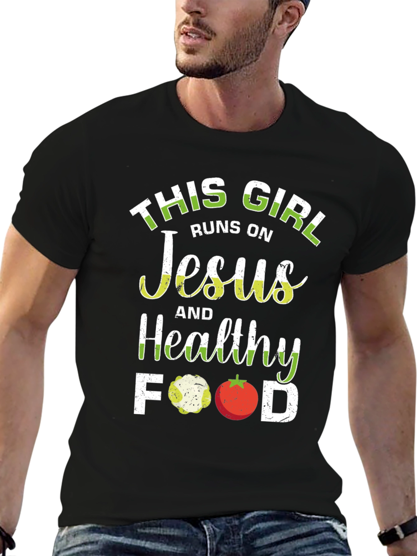 This Girl Runs on Jesus and Healthy Food T-Shirt