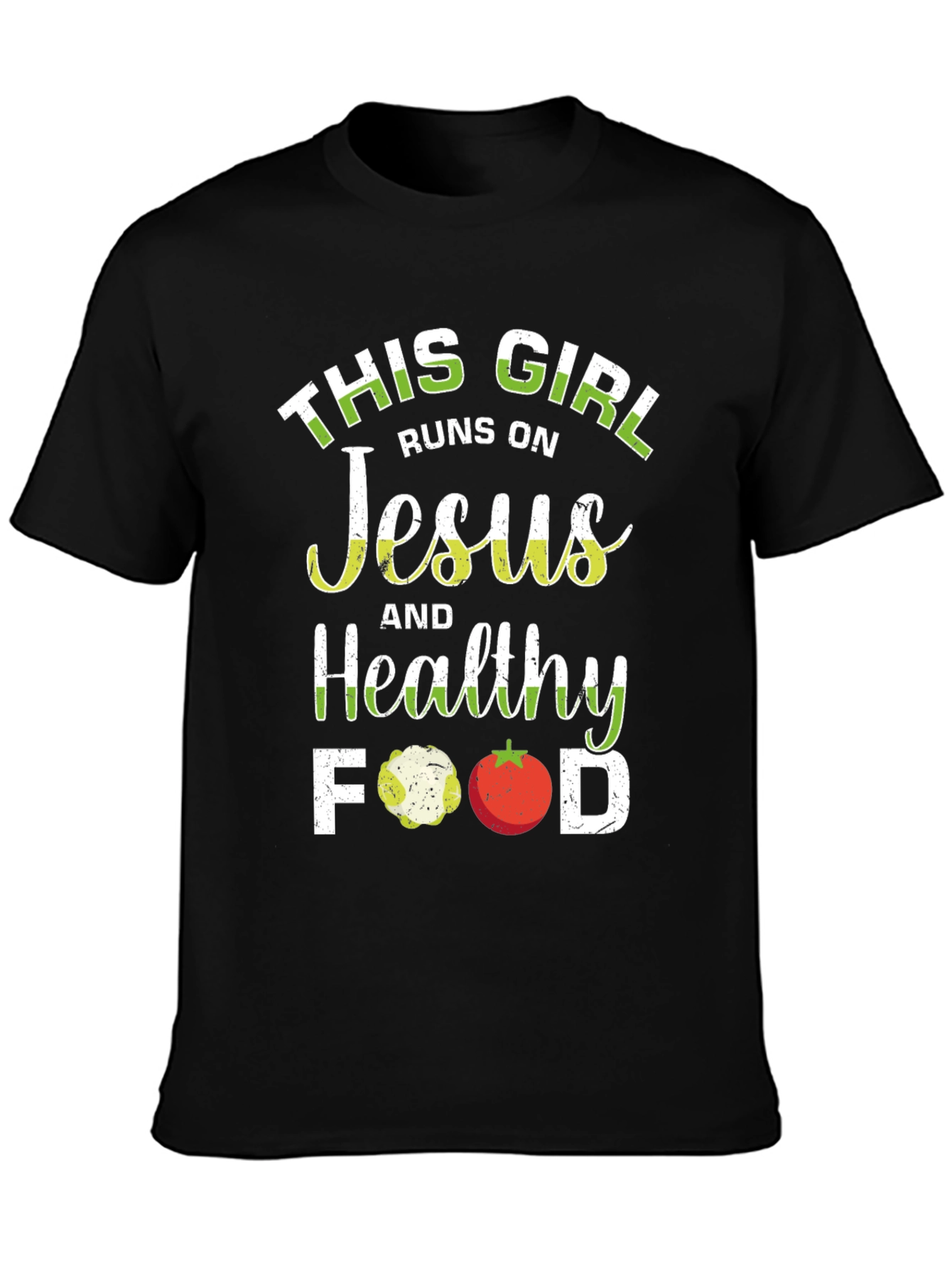 This Girl Runs on Jesus and Healthy Food T-Shirt