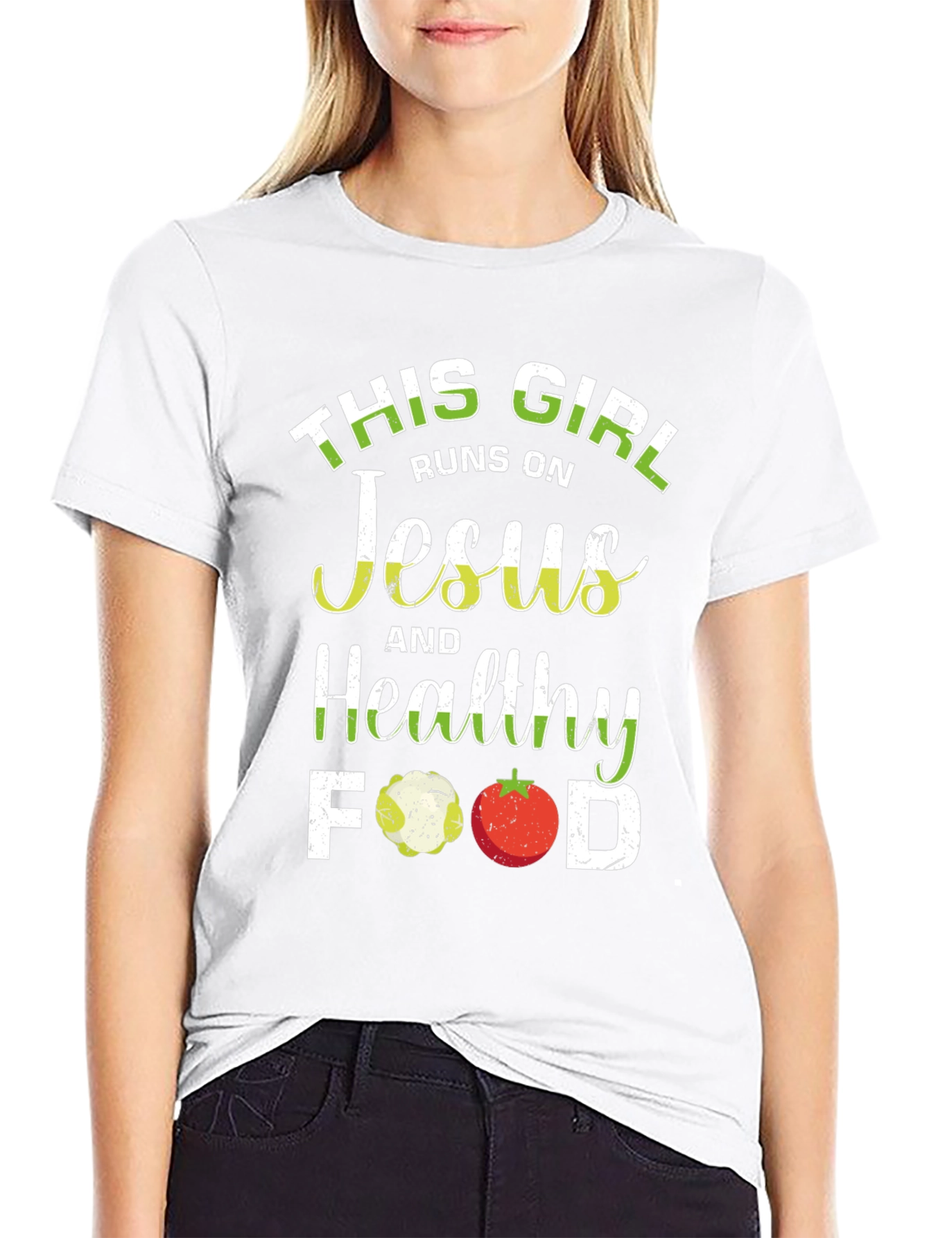 This Girl Runs on Jesus and Healthy Food T-Shirt