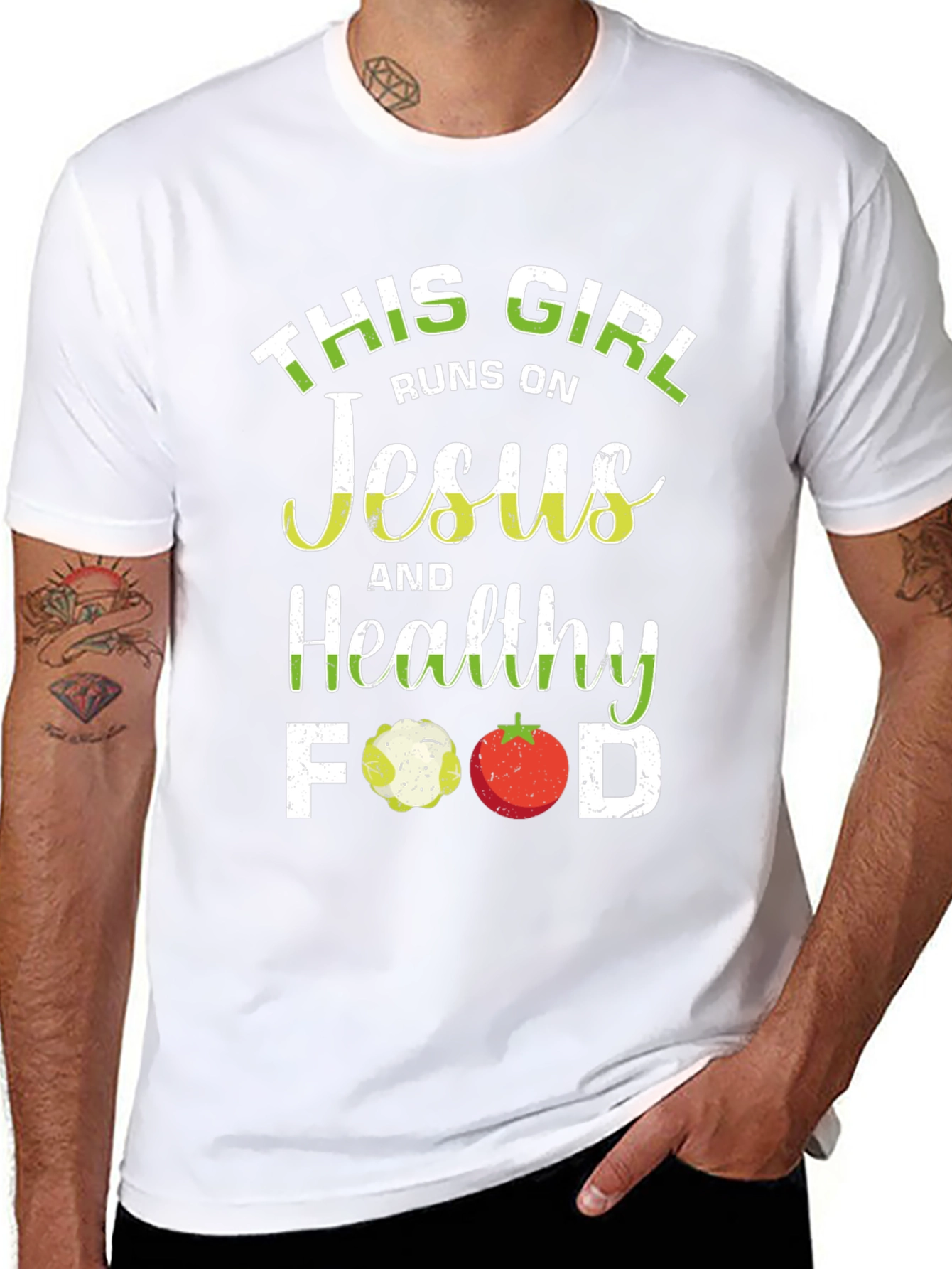 This Girl Runs on Jesus and Healthy Food T-Shirt