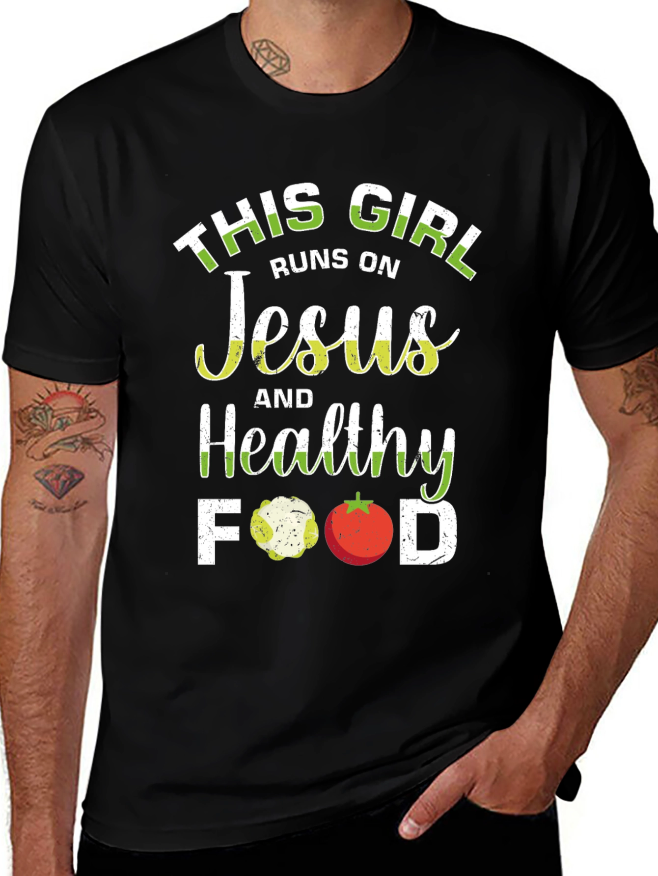 This Girl Runs on Jesus and Healthy Food T-Shirt