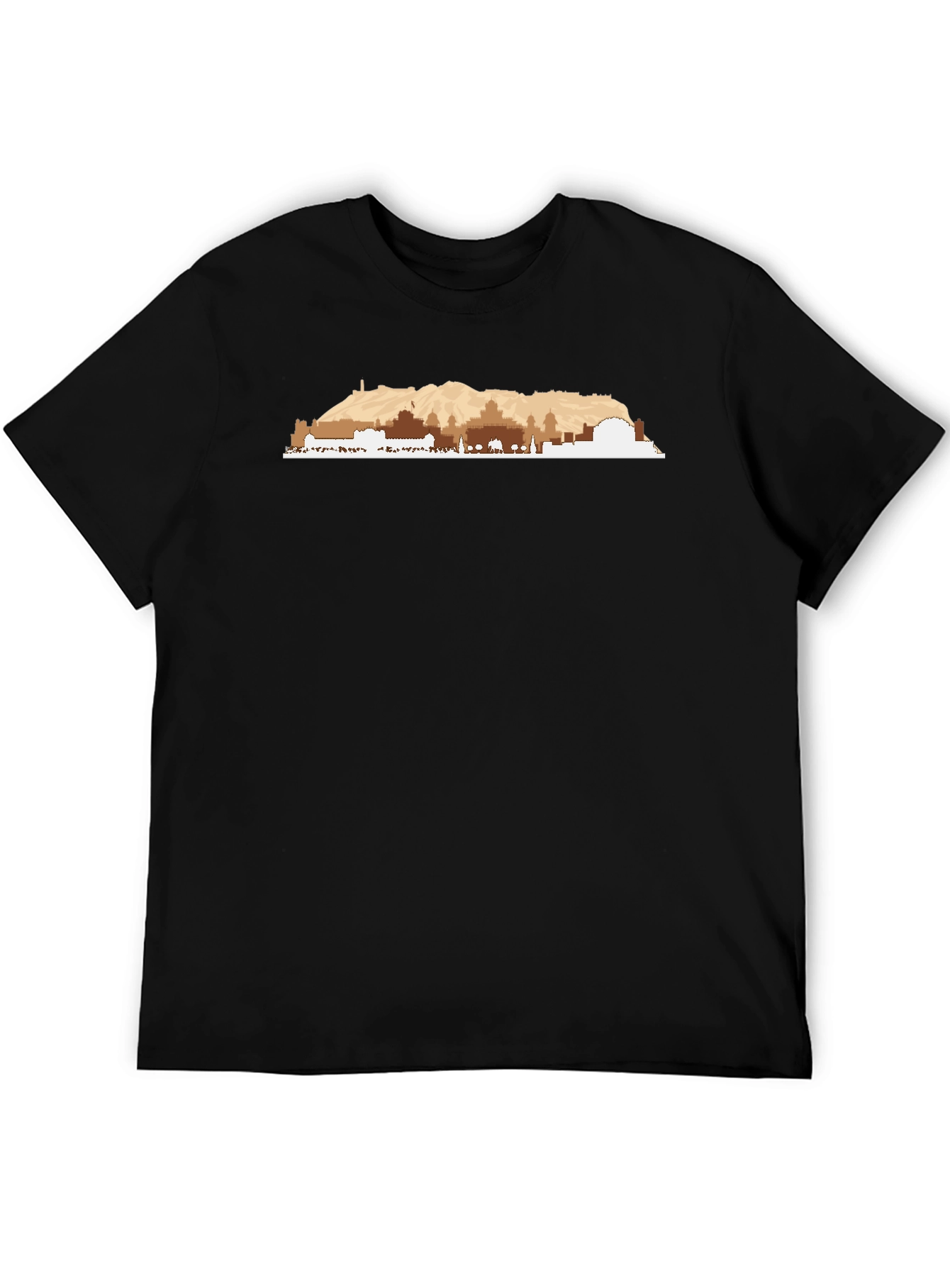 Mens Graphic Tee - Mountain Cityscape Design