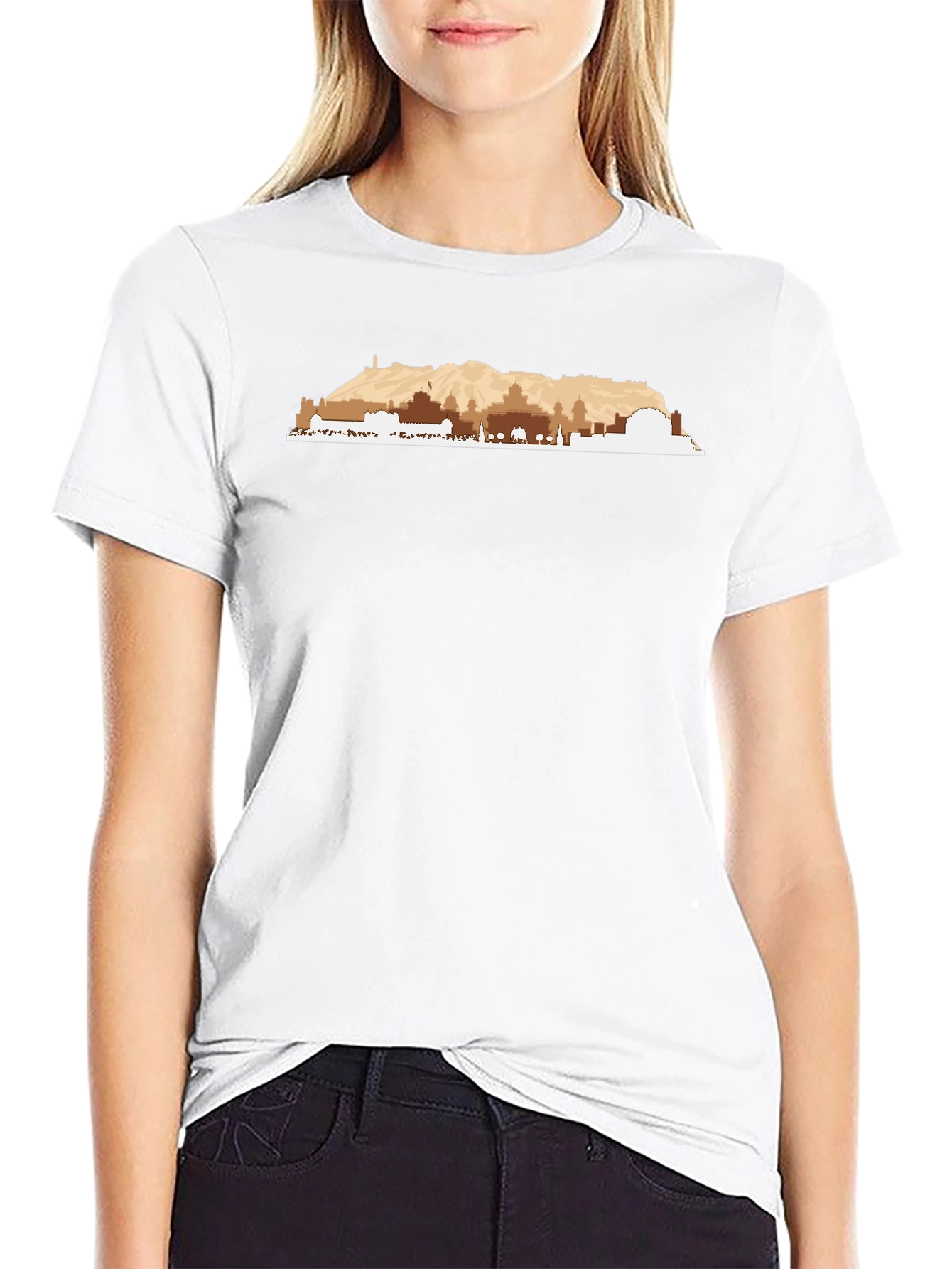 Mens Graphic Tee - Mountain Cityscape Design