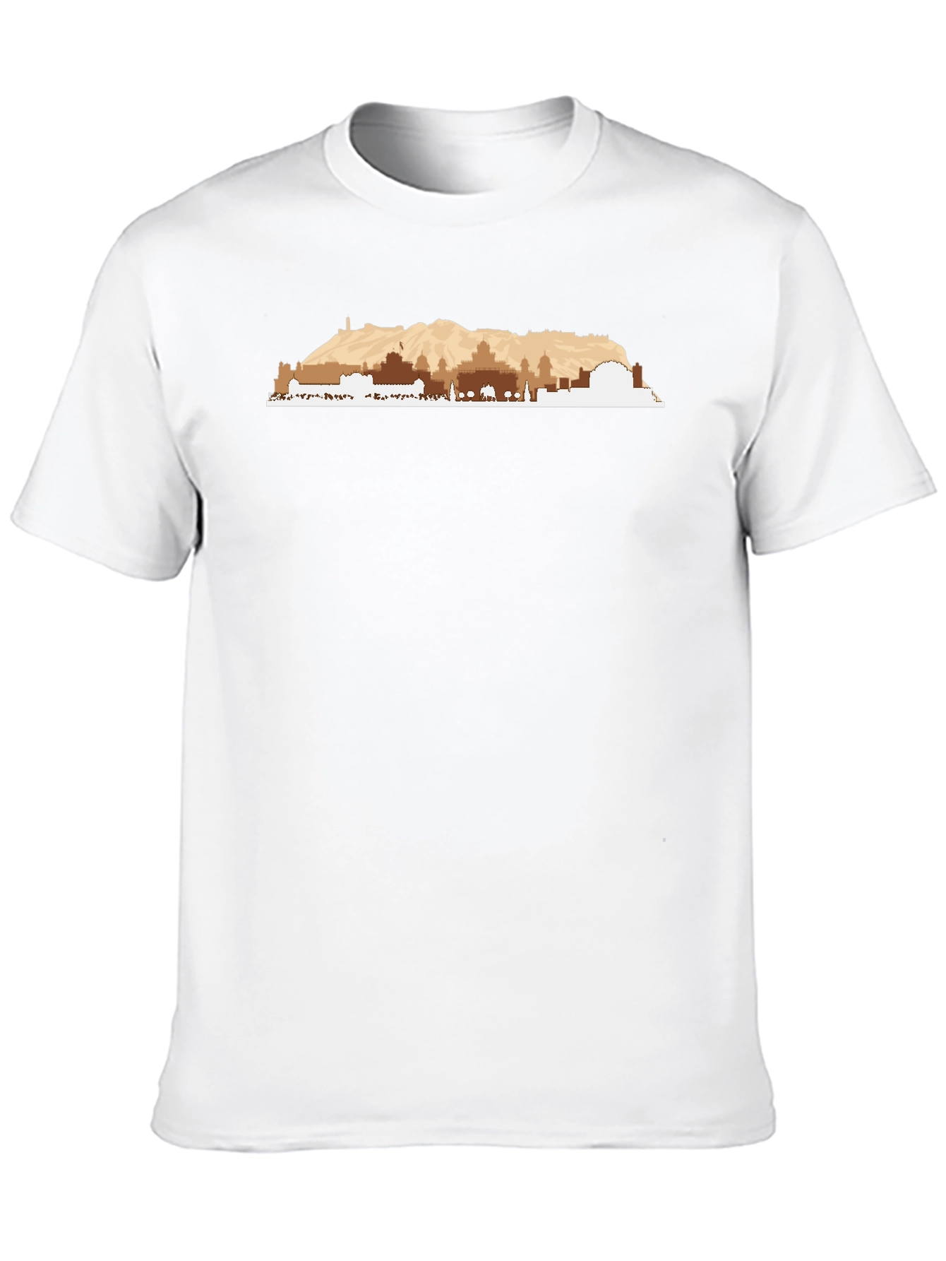 Mens Graphic Tee - Mountain Cityscape Design