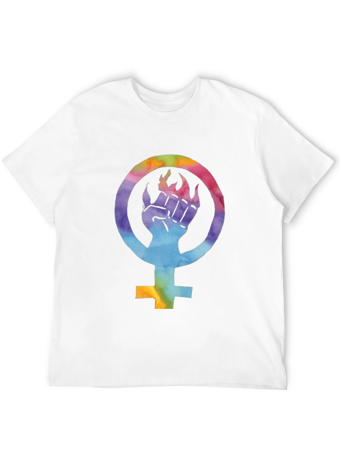 Feminist Pride Tee: Rainbow Fist Symbol T-Shirt