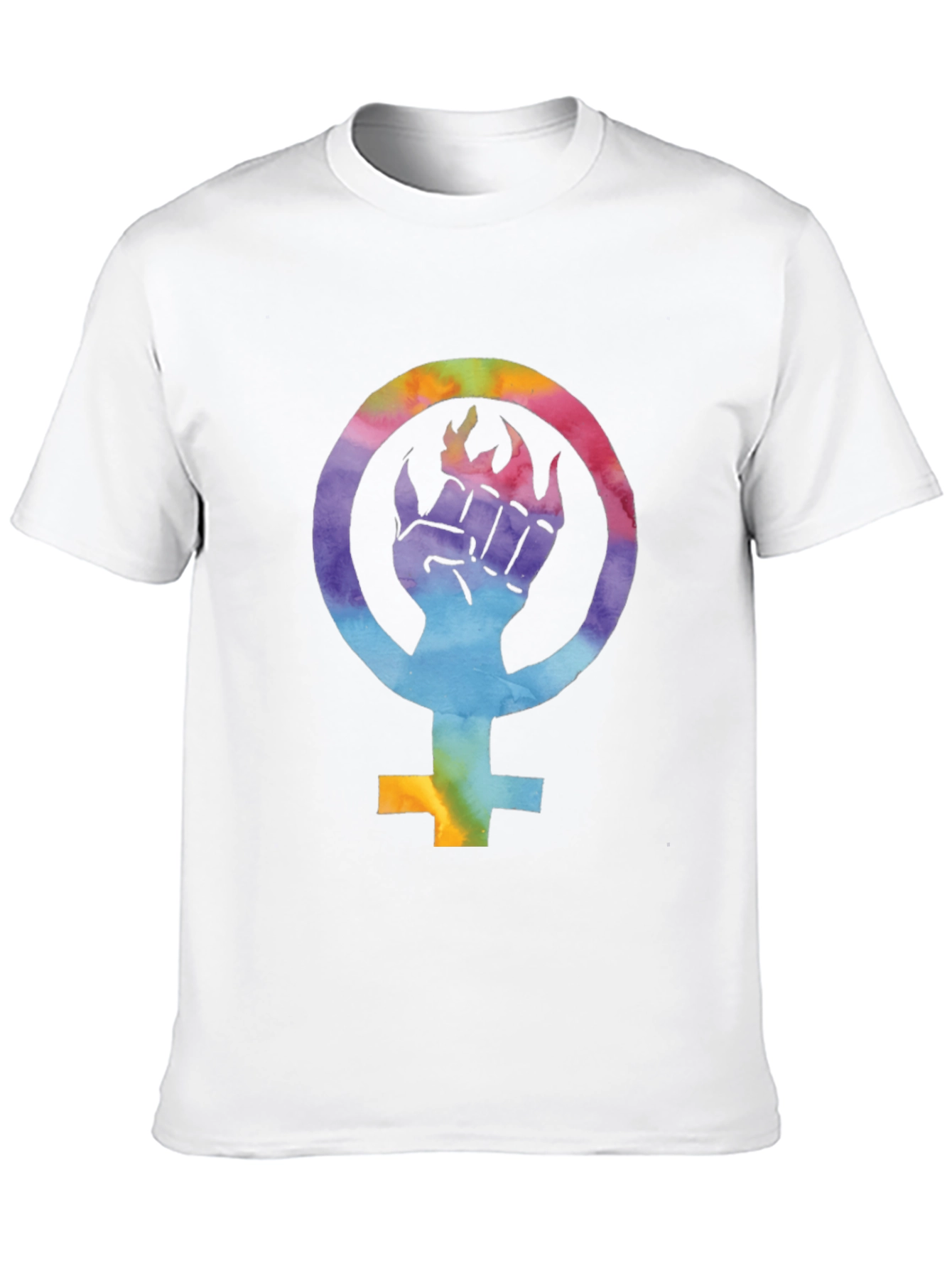 Feminist Pride Tee: Rainbow Fist Symbol T-Shirt