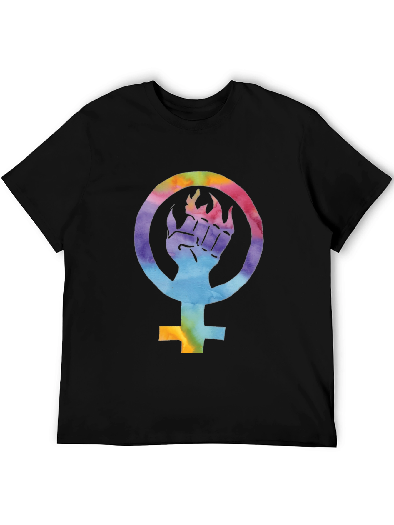 Feminist Pride Tee: Rainbow Fist Symbol T-Shirt