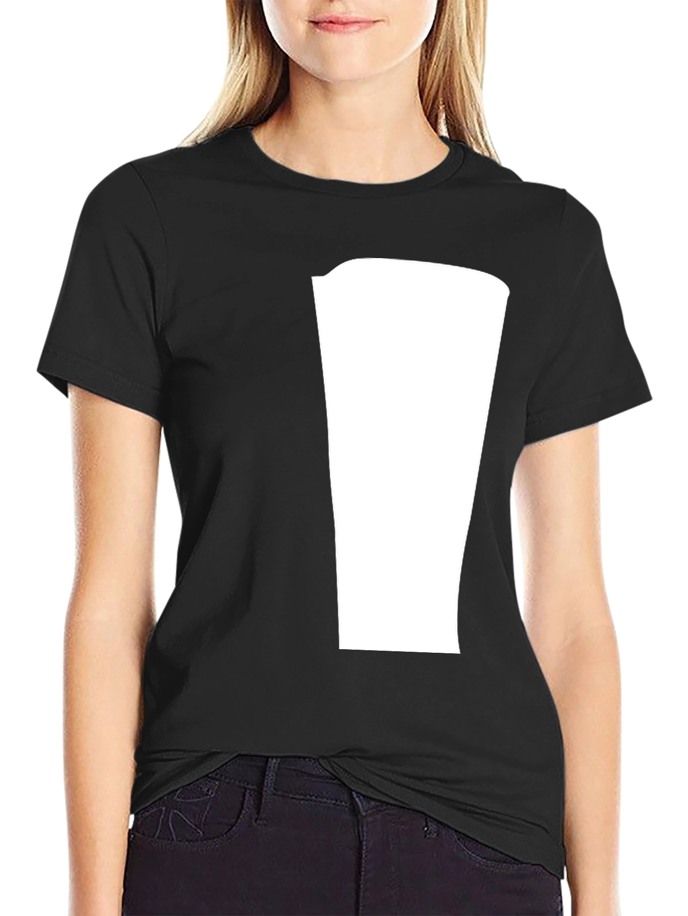 Modern Black T-Shirt with Blank Center Panel