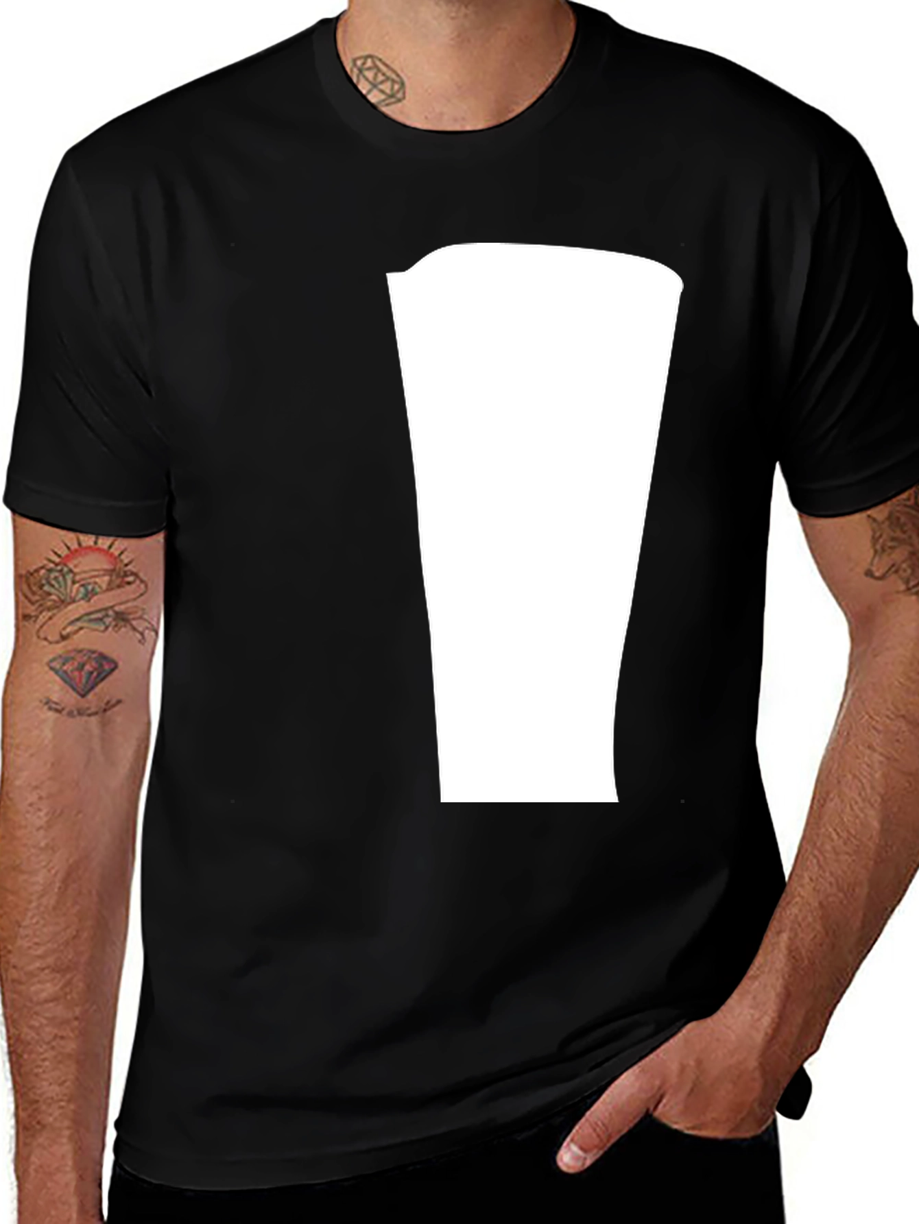 Modern Black T-Shirt with Blank Center Panel