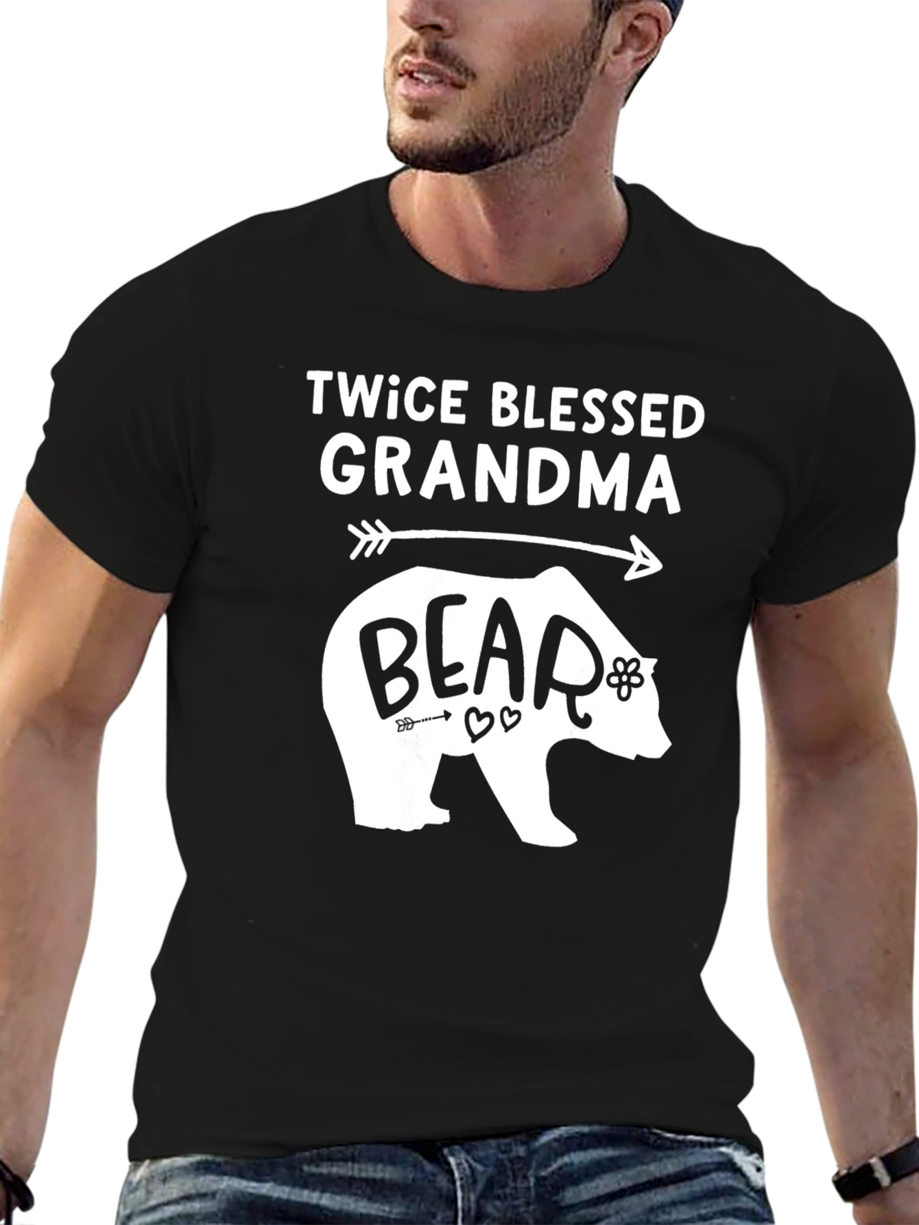 Twice Blessed Grandma Bear T-Shirt - Black