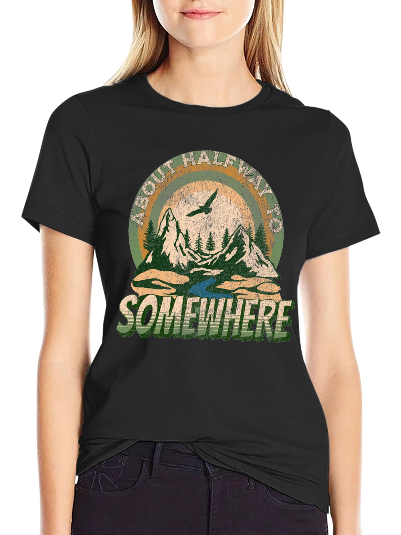 About Halfway To Somewhere Graphic Tee - Black