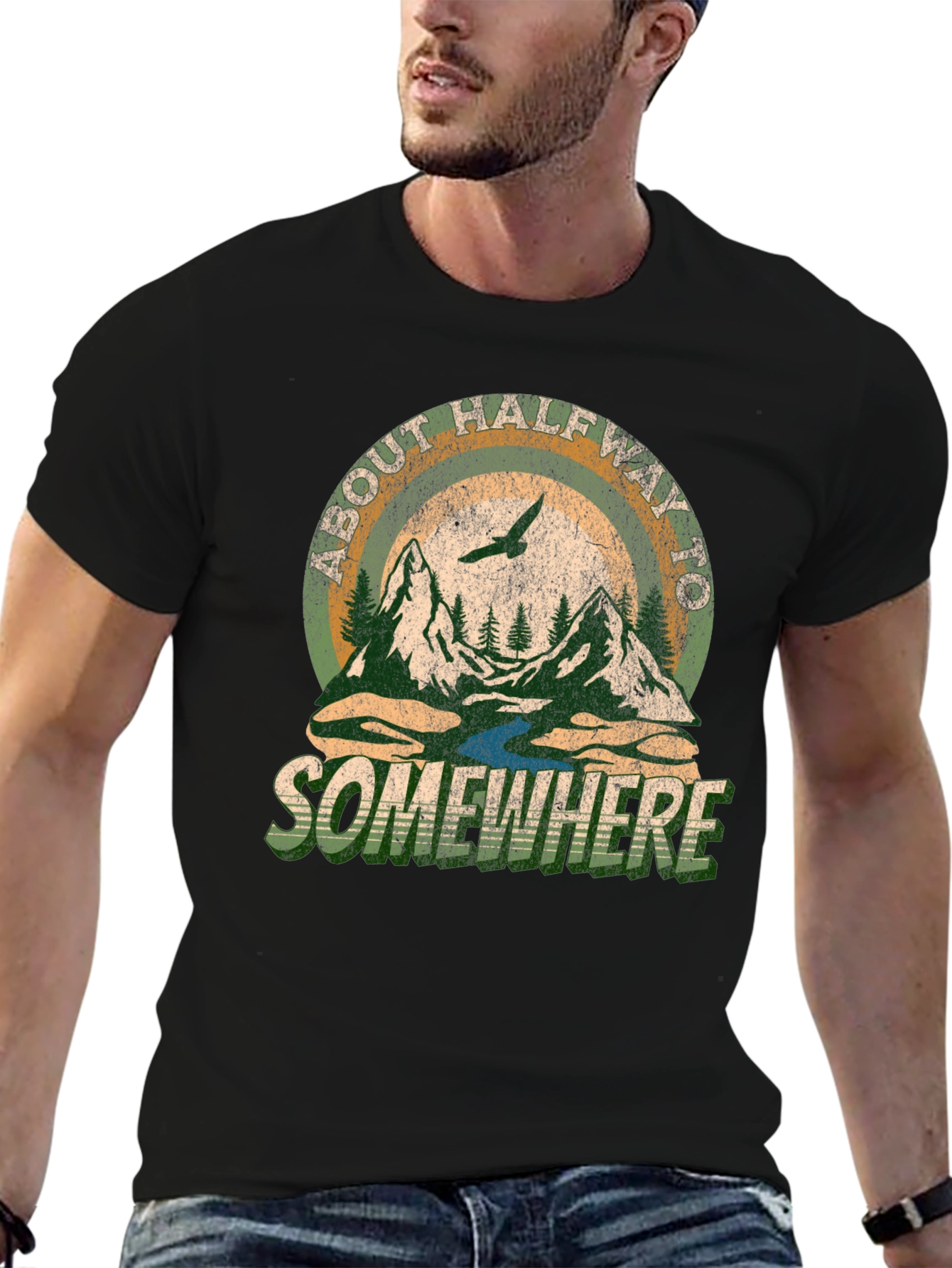 About Halfway To Somewhere Graphic Tee - Black