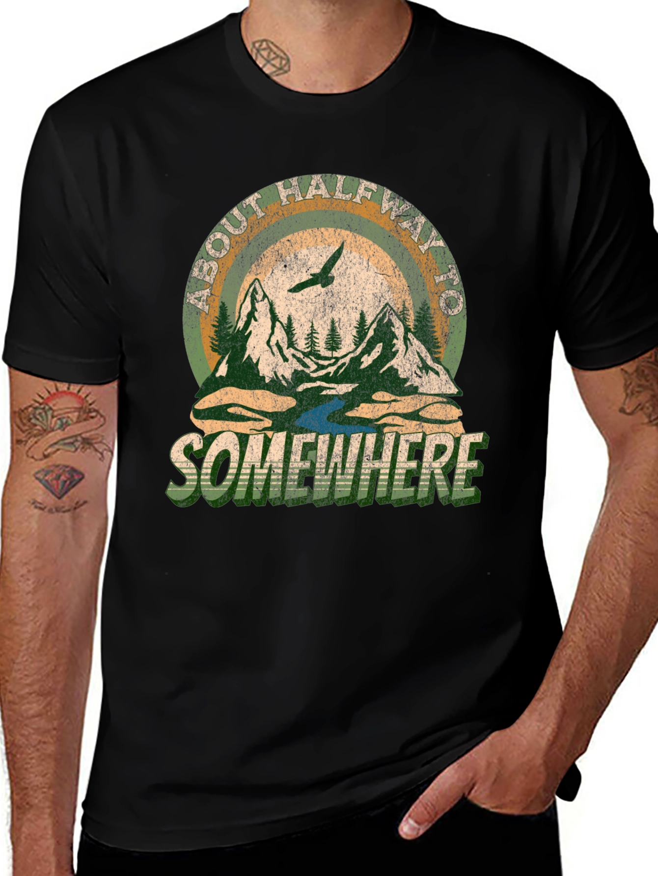 About Halfway To Somewhere Graphic Tee - Black