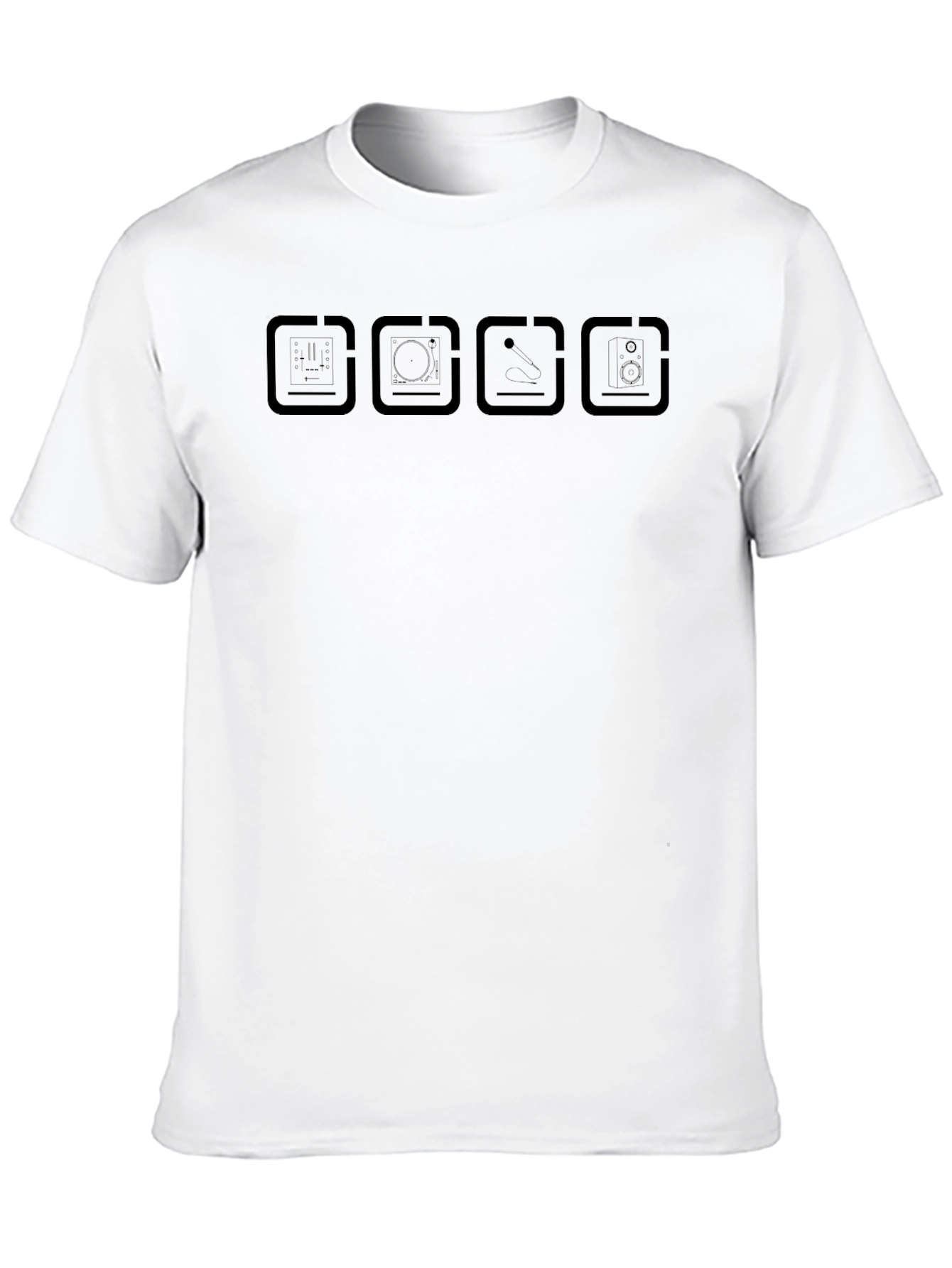 Modern Black T-Shirt with Tech Icon Design