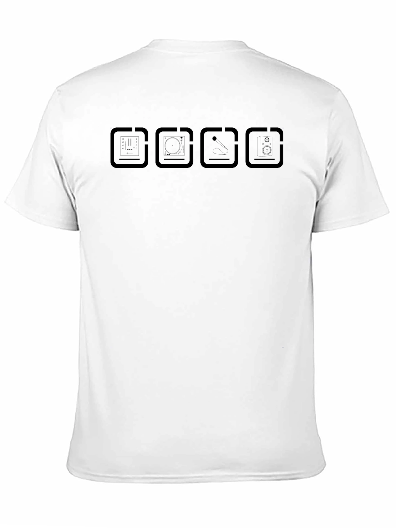 Modern Black T-Shirt with Tech Icon Design