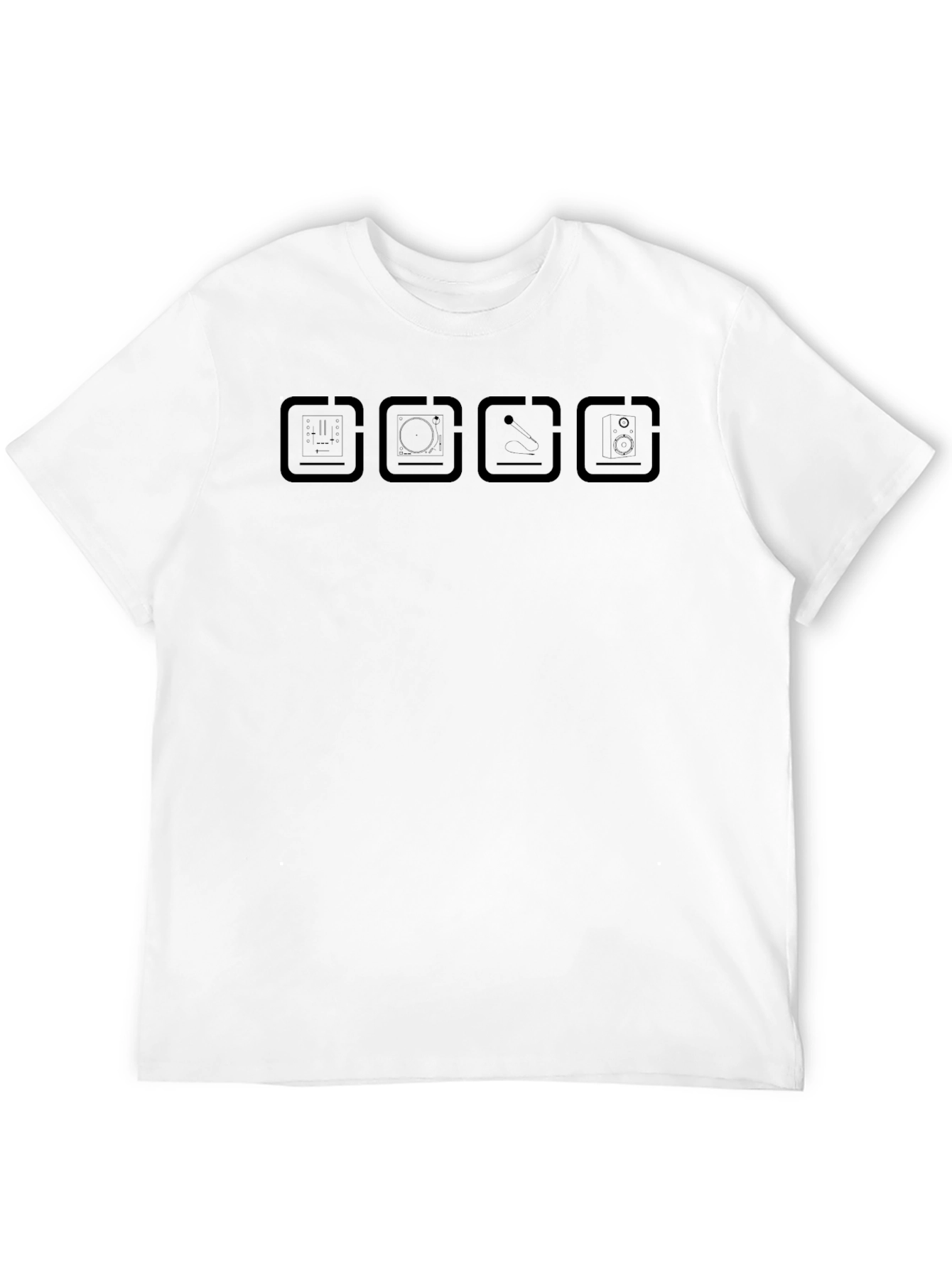 Modern Black T-Shirt with Tech Icon Design