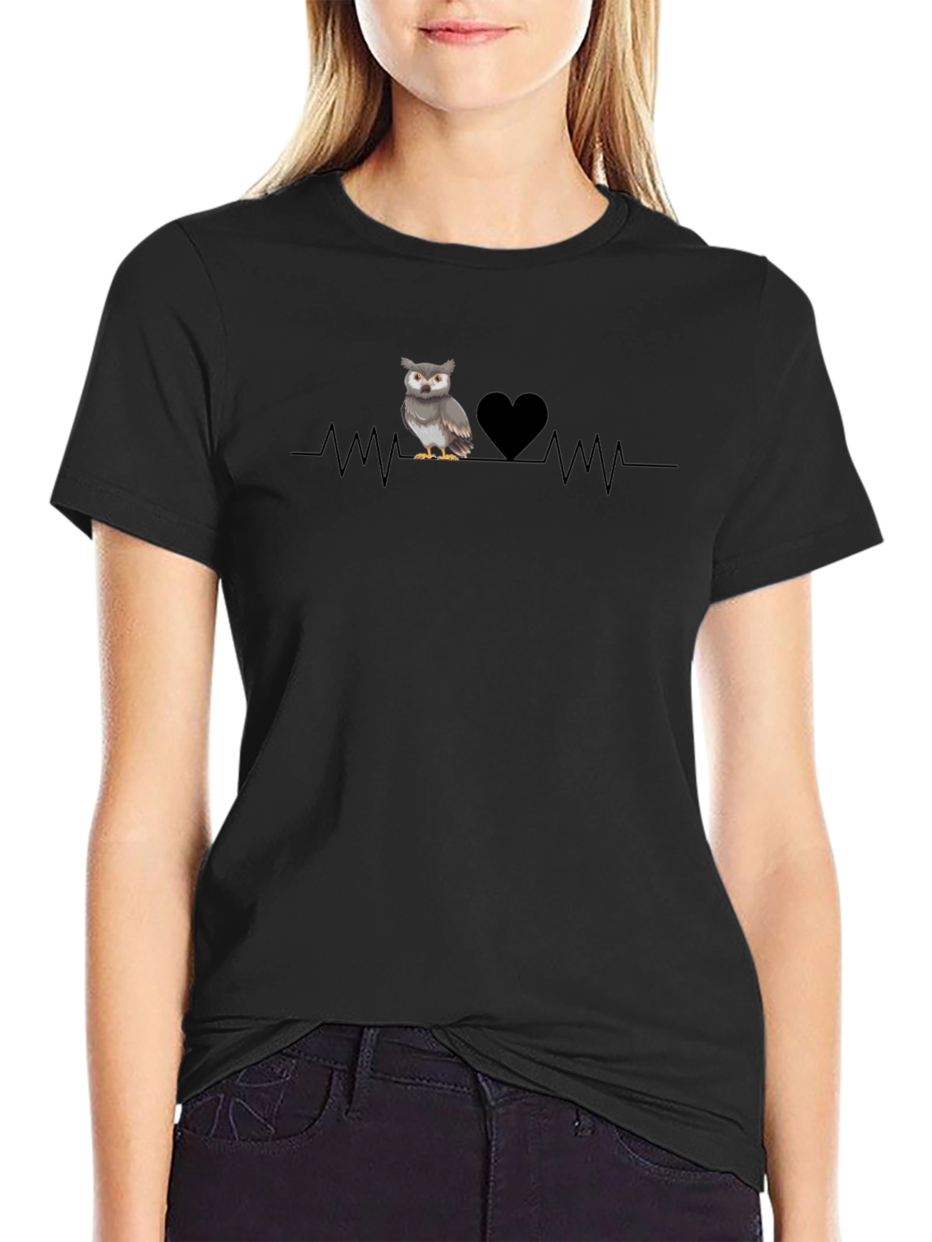 Owl Heartbeat T-Shirt - Graphic Print Tee
