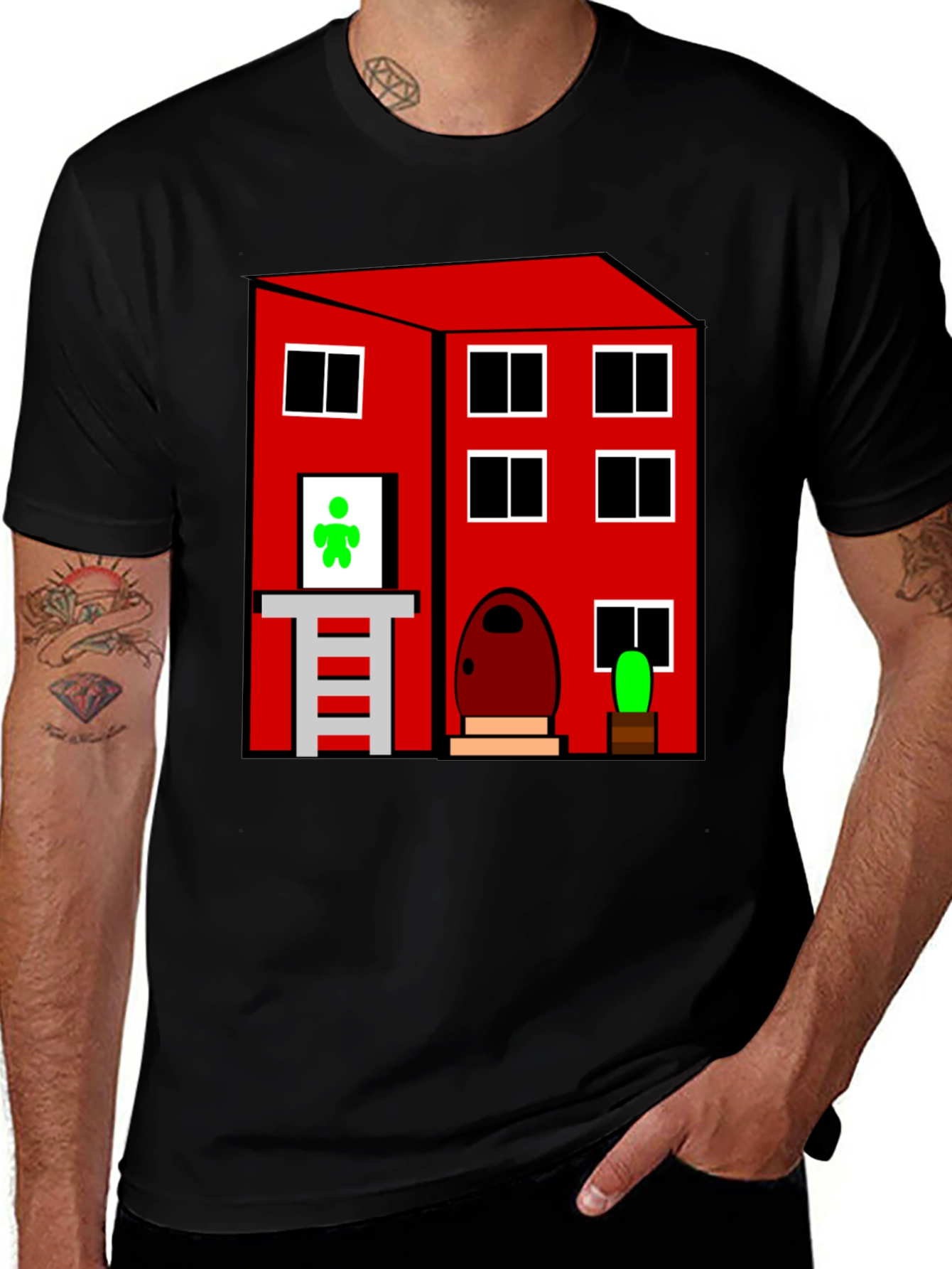 Cartoon House Graphic T-Shirt