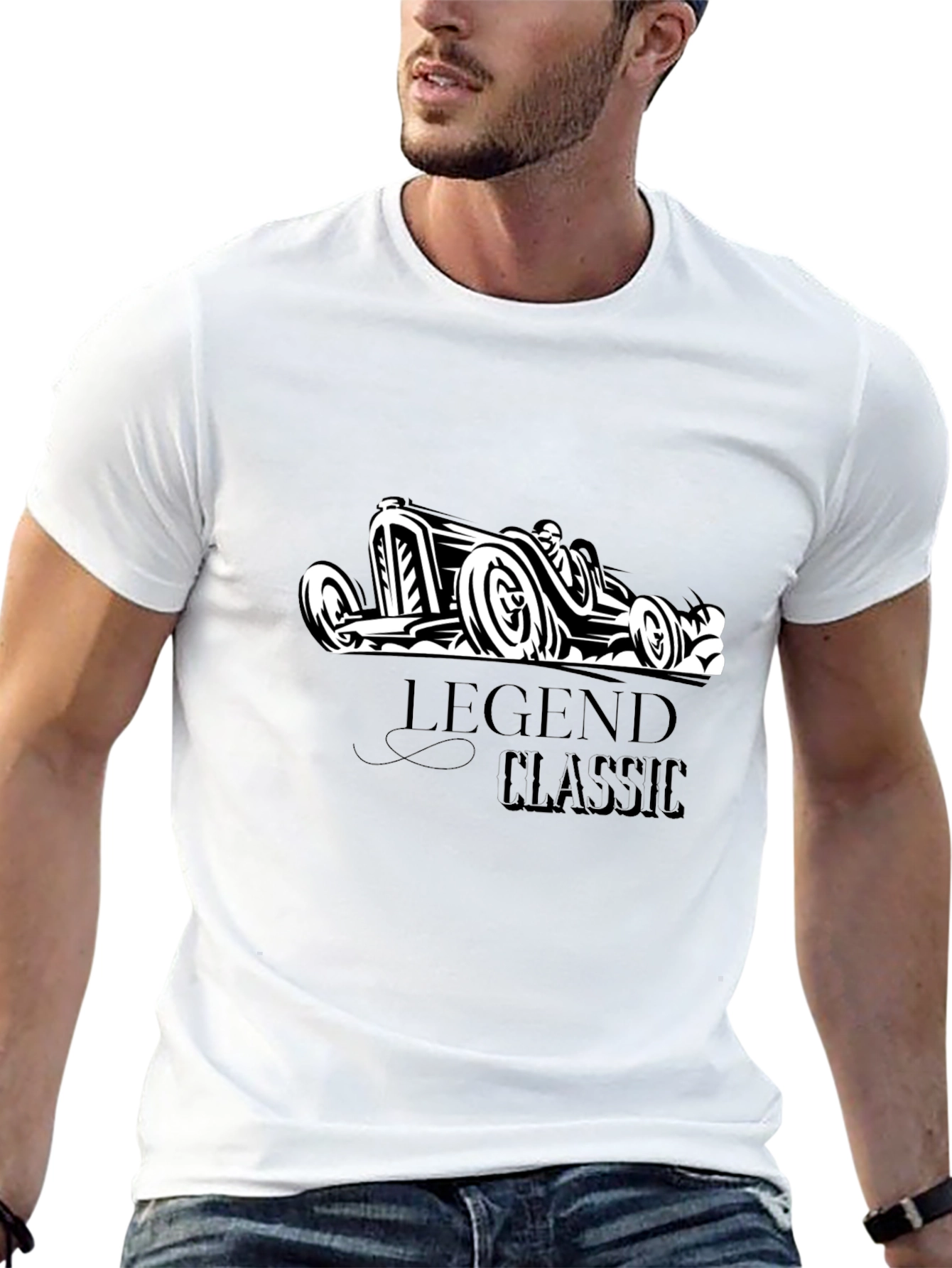 Legend Classic Car Graphic Tee - Stylish Black T-Shirt