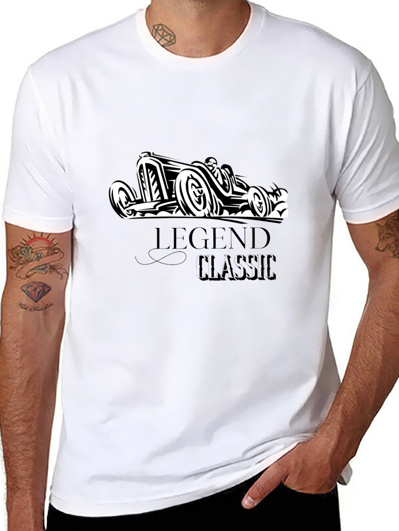 Legend Classic Car Graphic Tee - Stylish Black T-Shirt