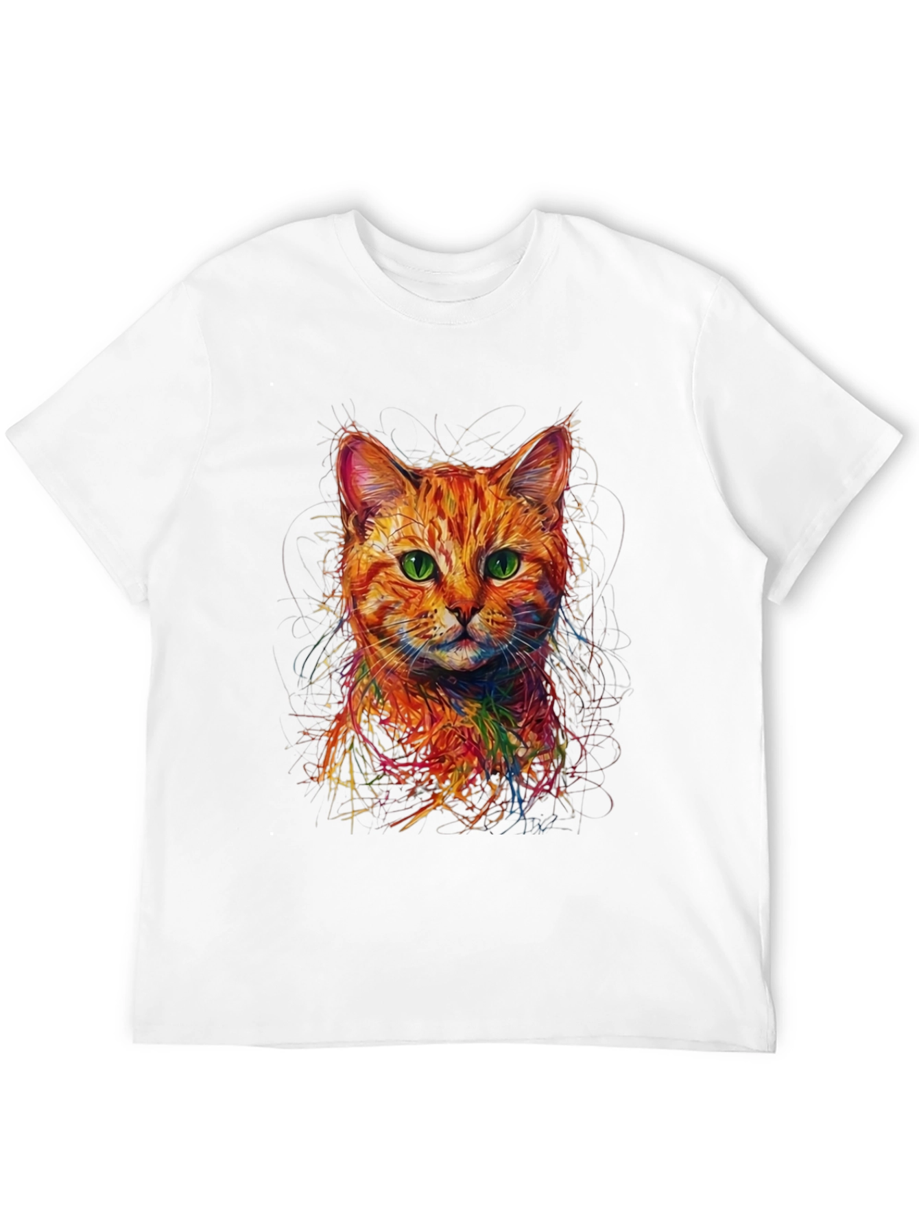 Abstract Cat Art Black T-Shirt