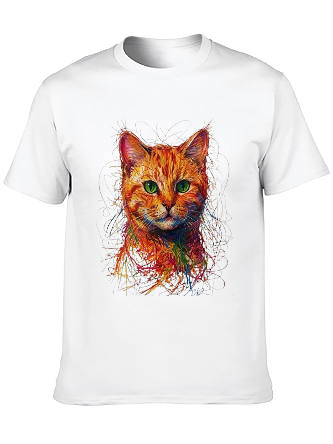 Abstract Cat Art Black T-Shirt