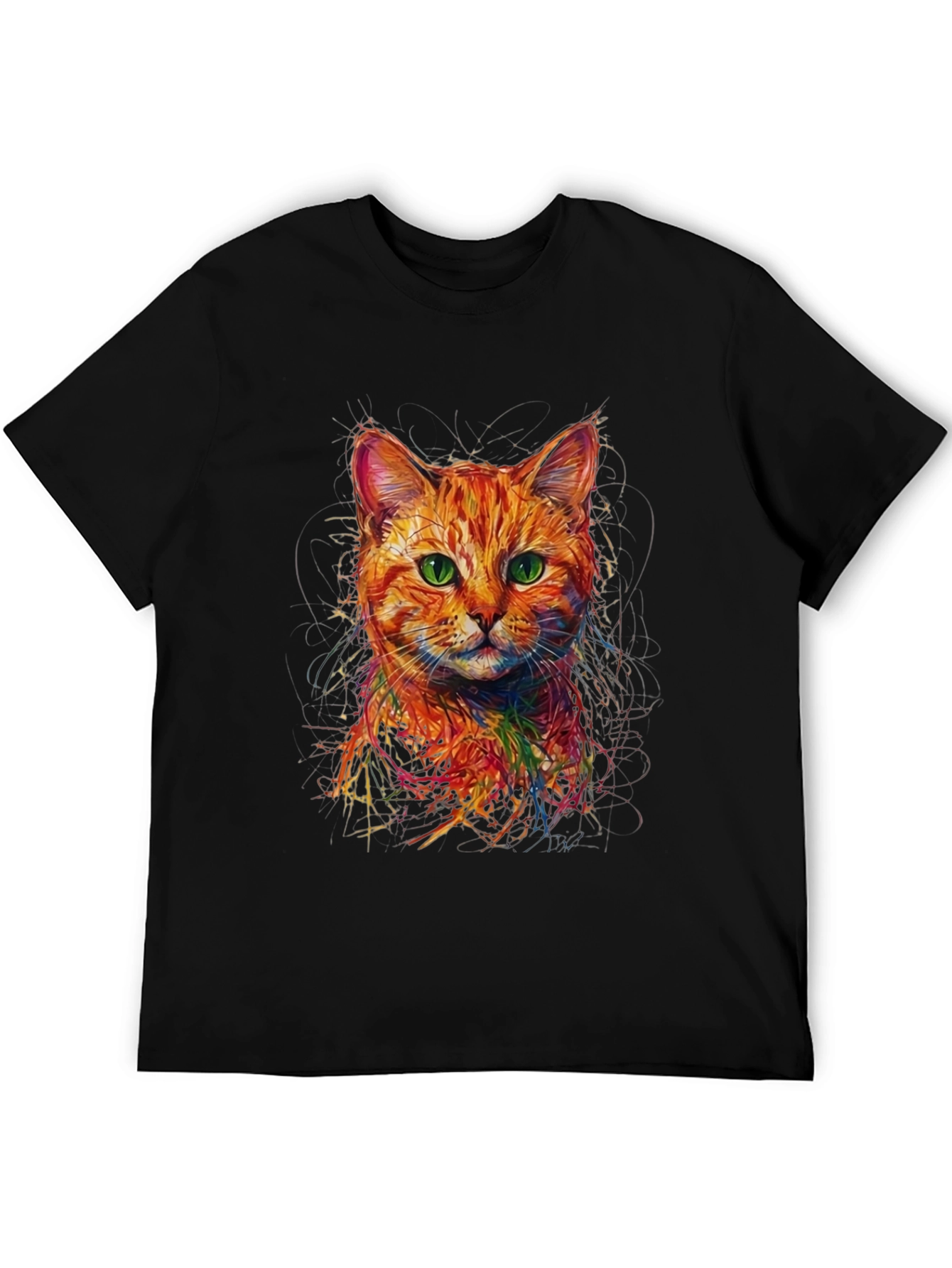 Abstract Cat Art Black T-Shirt