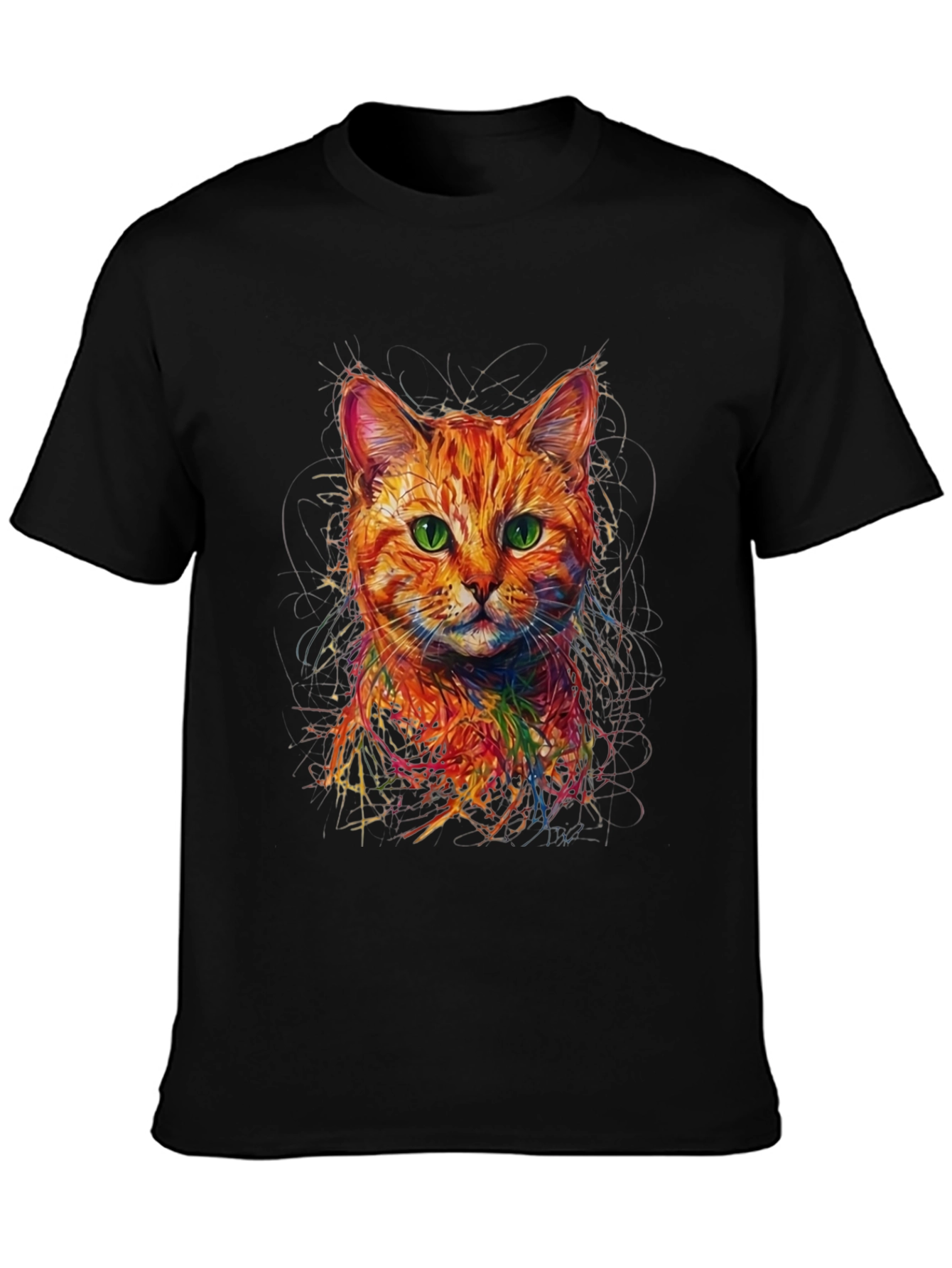 Abstract Cat Art Black T-Shirt