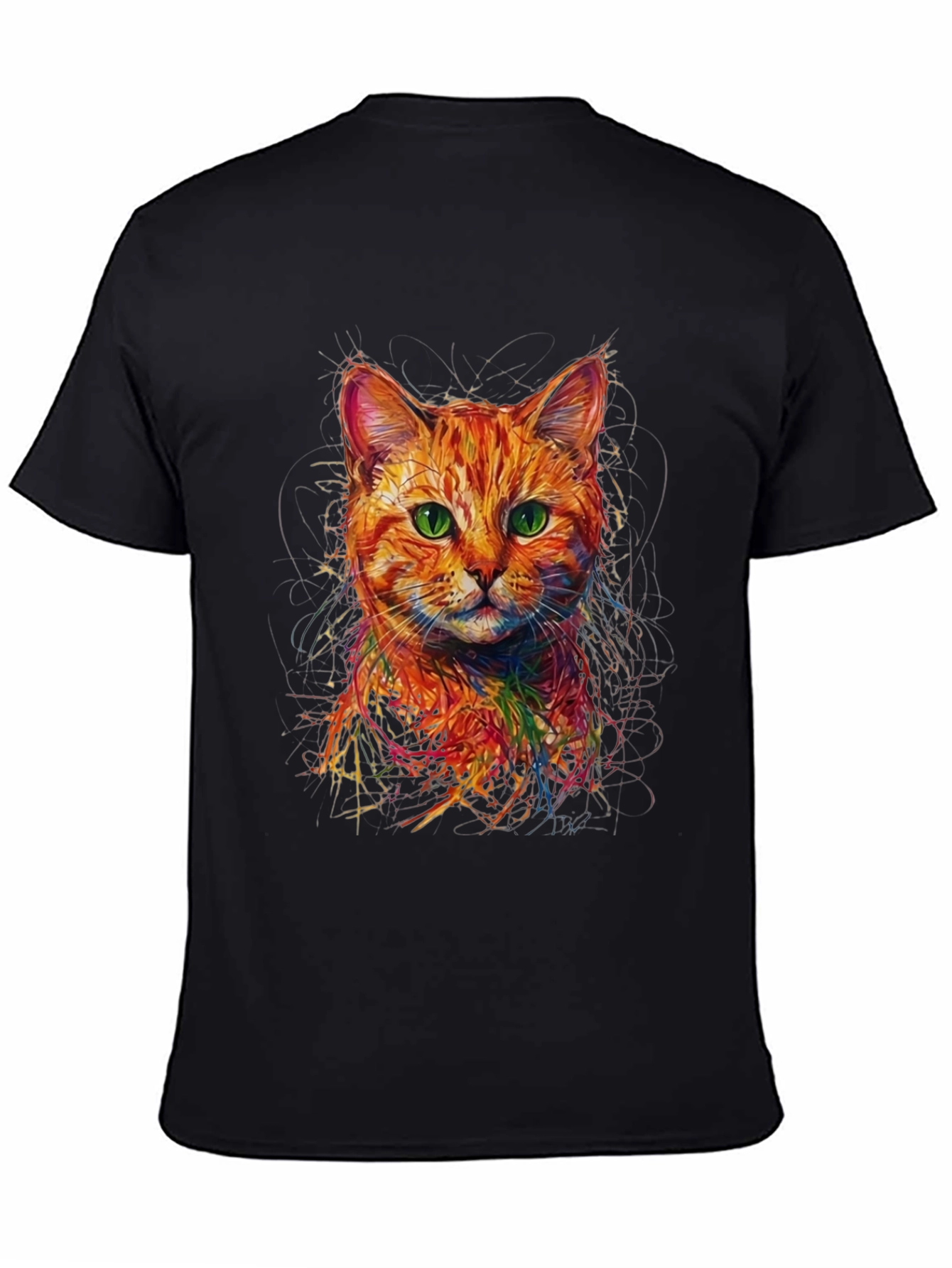 Abstract Cat Art Black T-Shirt