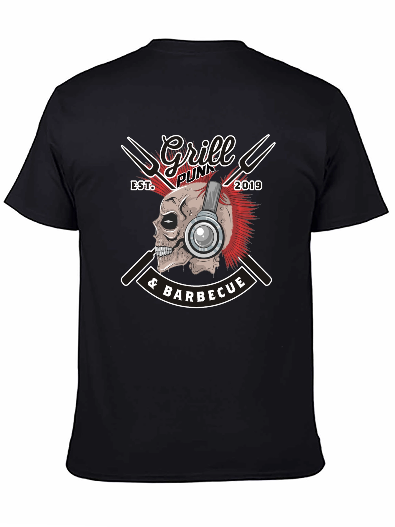 Grill Punk Skull Graphic Tee - BBQ T-Shirt