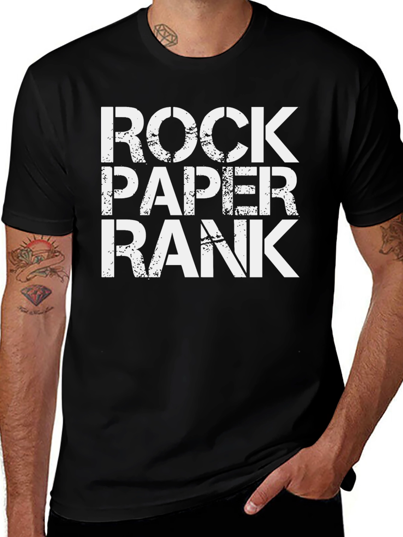 Rock Paper Rank Mens Black Graphic Tee