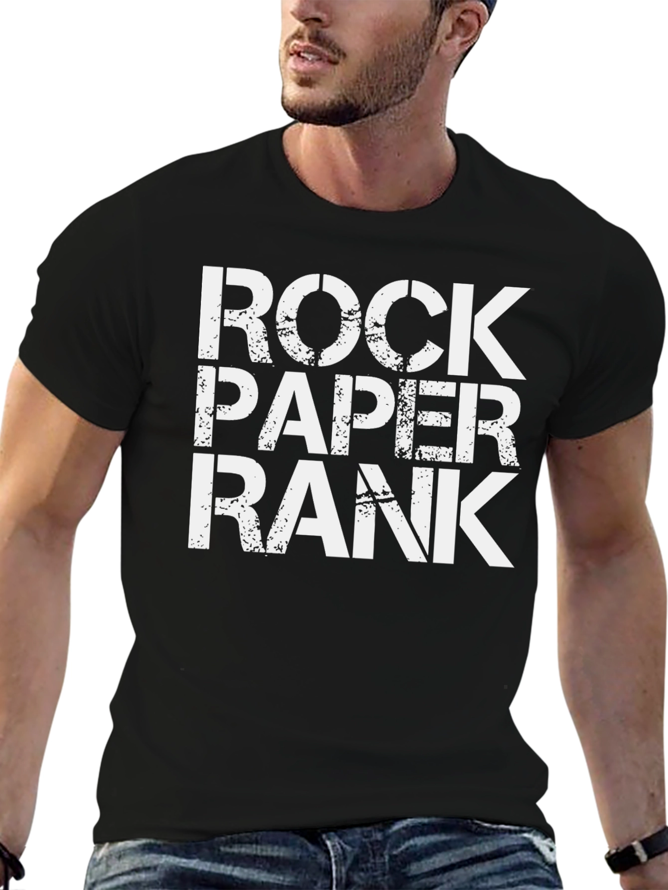 Rock Paper Rank Mens Black Graphic Tee