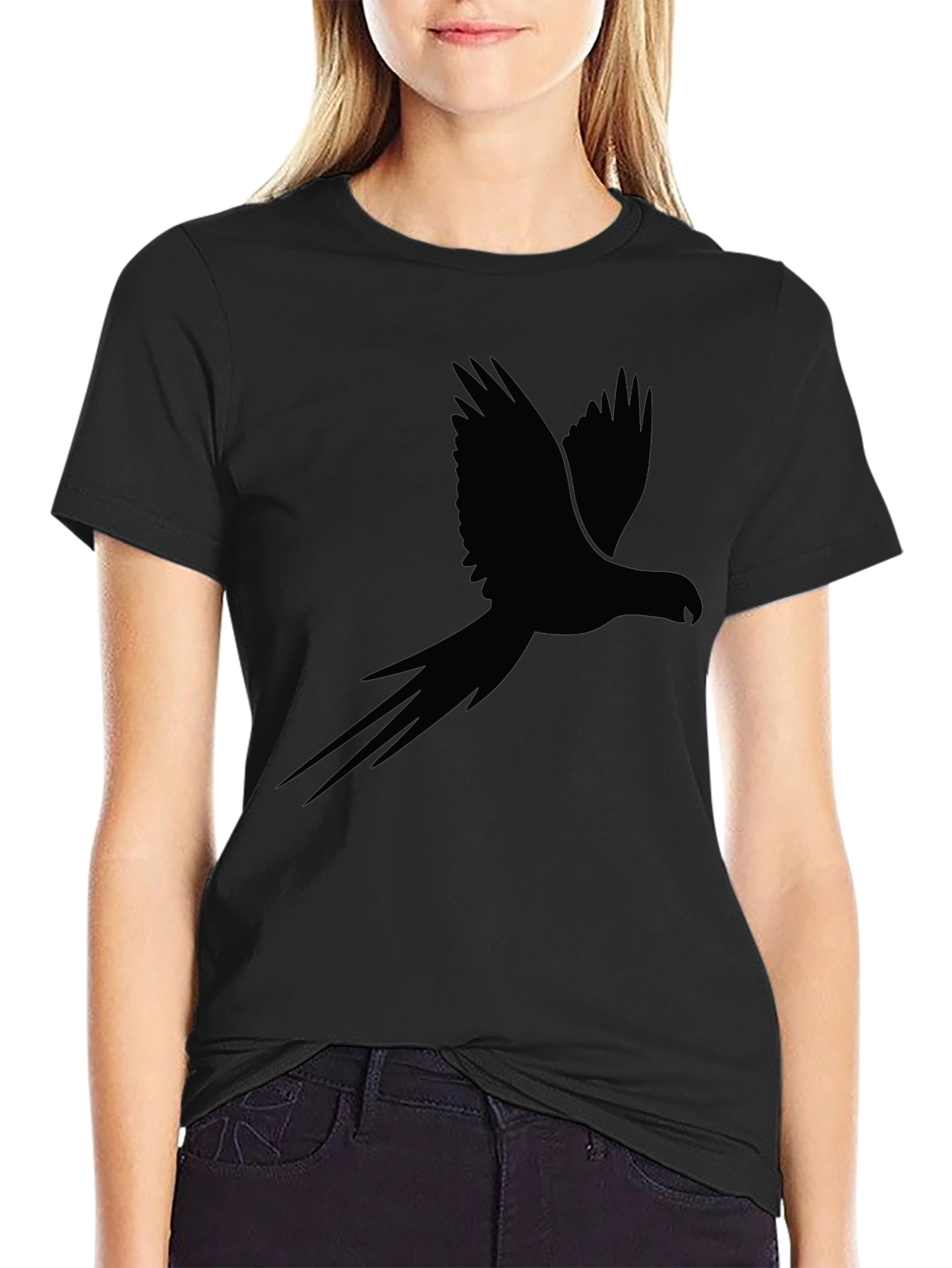 Black Parrot Silhouette Mens Graphic Tee