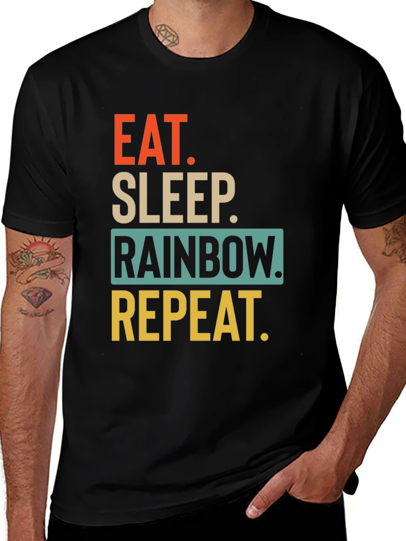 Eat Sleep Rainbow Repeat Graphic T-Shirt