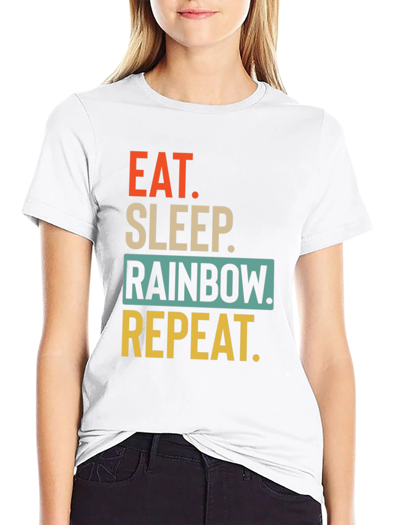 Eat Sleep Rainbow Repeat Graphic T-Shirt