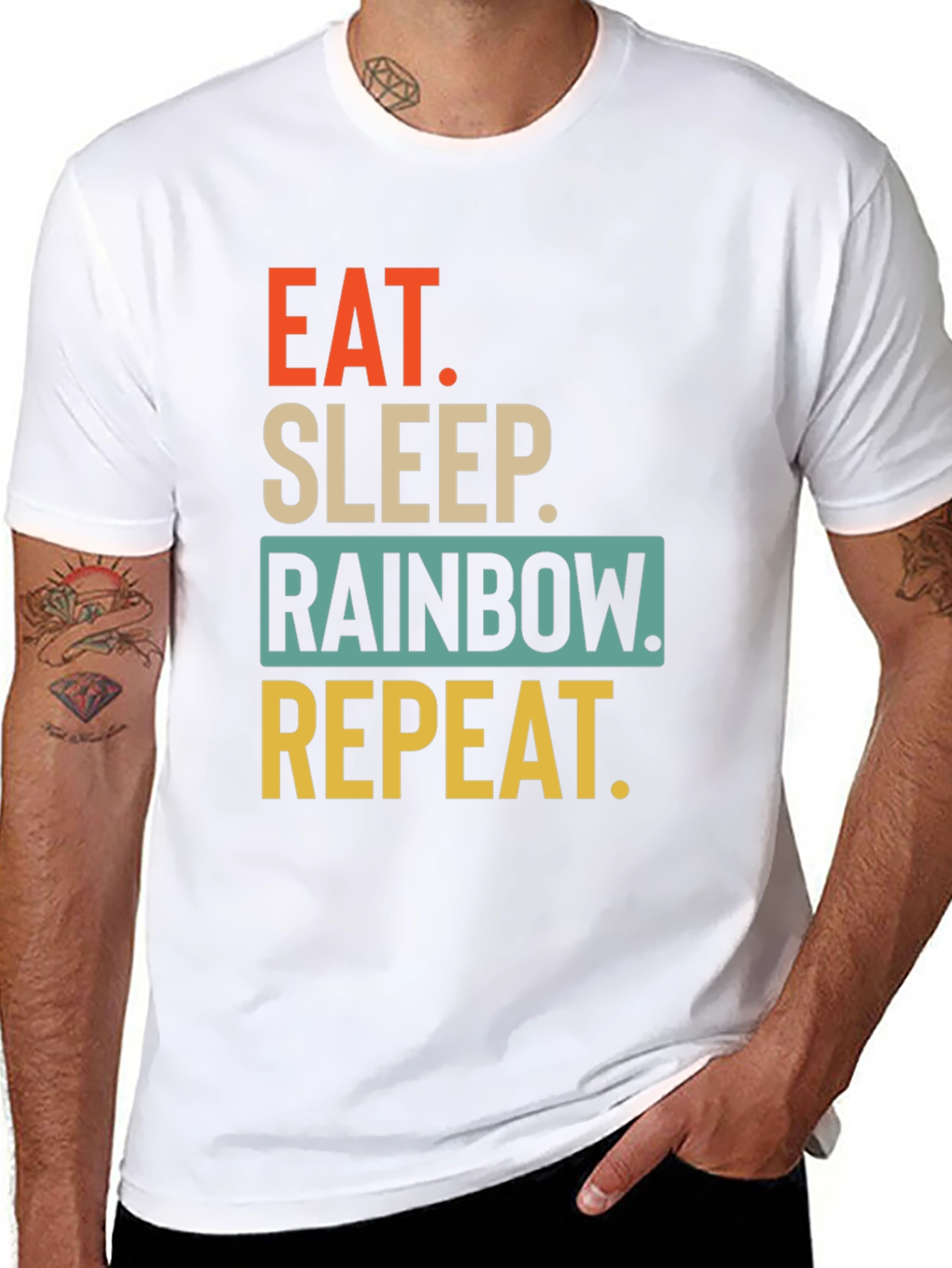 Eat Sleep Rainbow Repeat Graphic T-Shirt