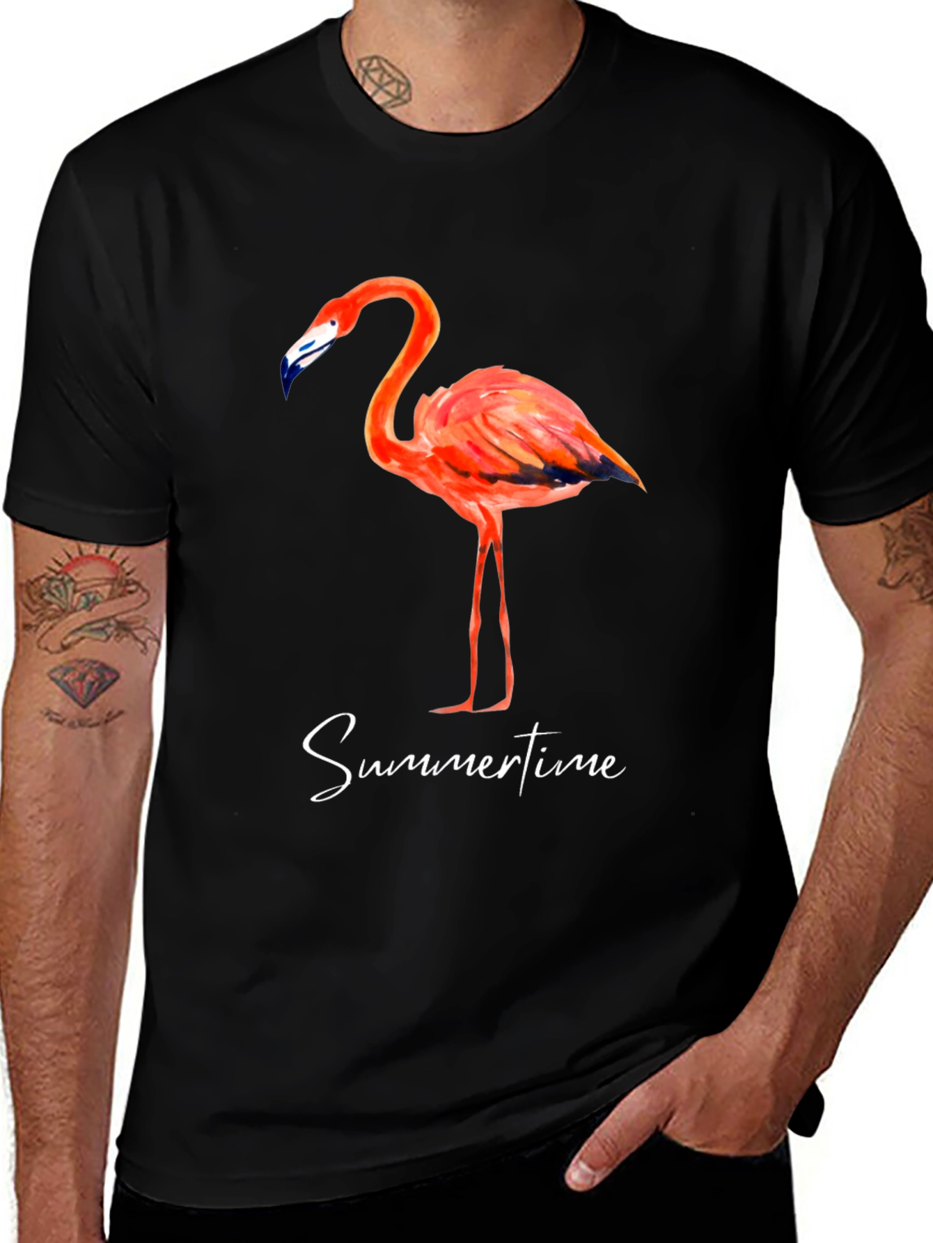 Flamingo Summertime Graphic Tee - Stylish Mens T-Shirt