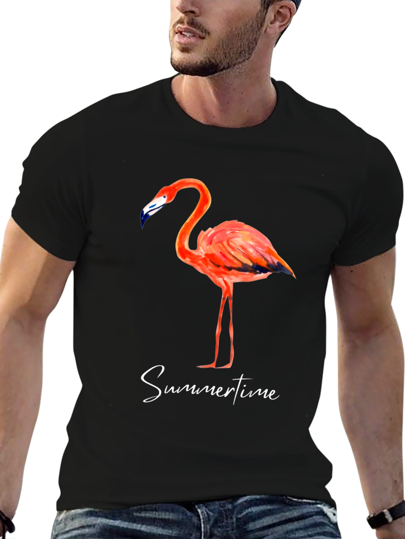 Flamingo Summertime Graphic Tee - Stylish Mens T-Shirt