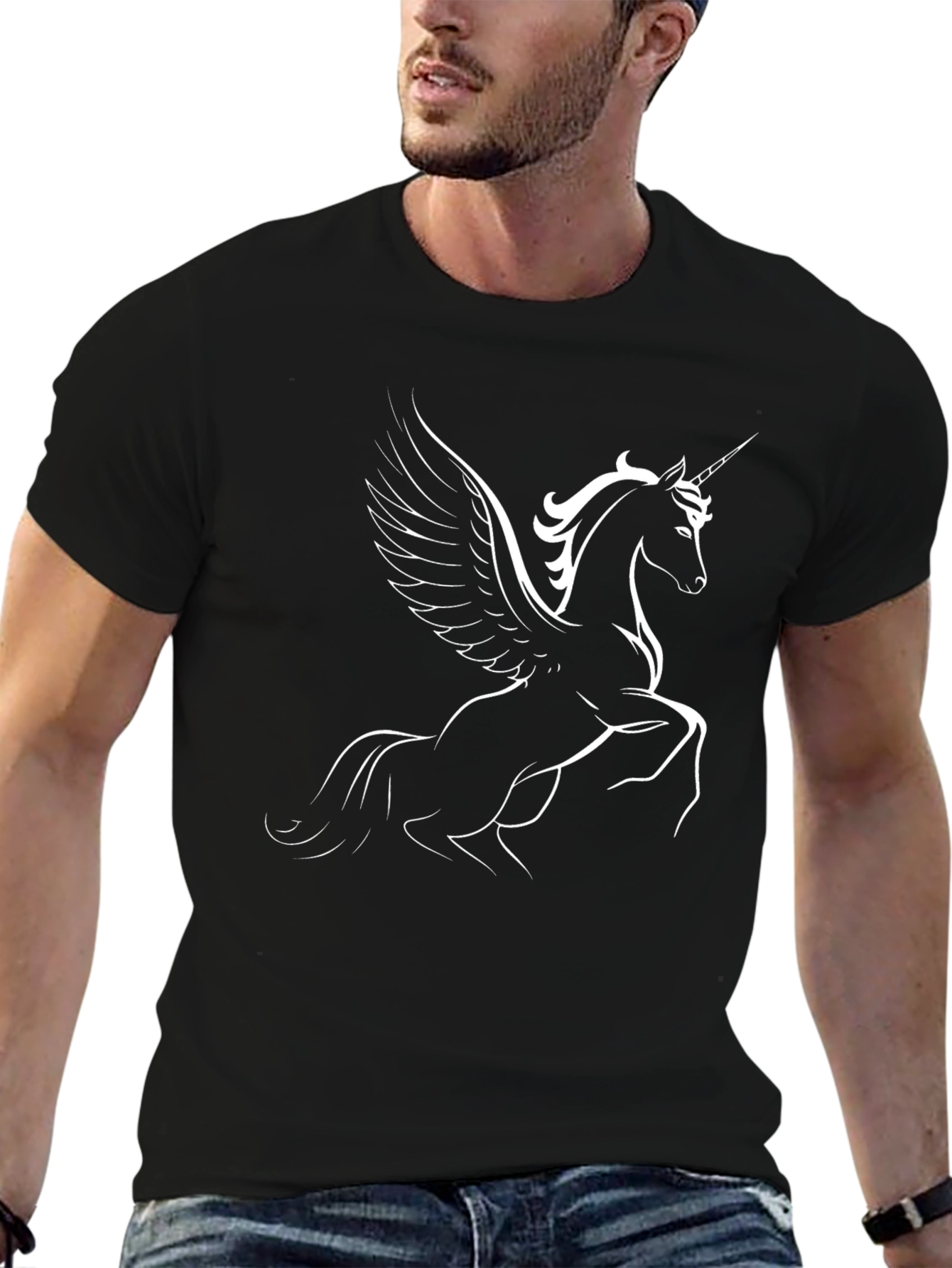 Unicorn Pegasus Graphic T-Shirt - Black