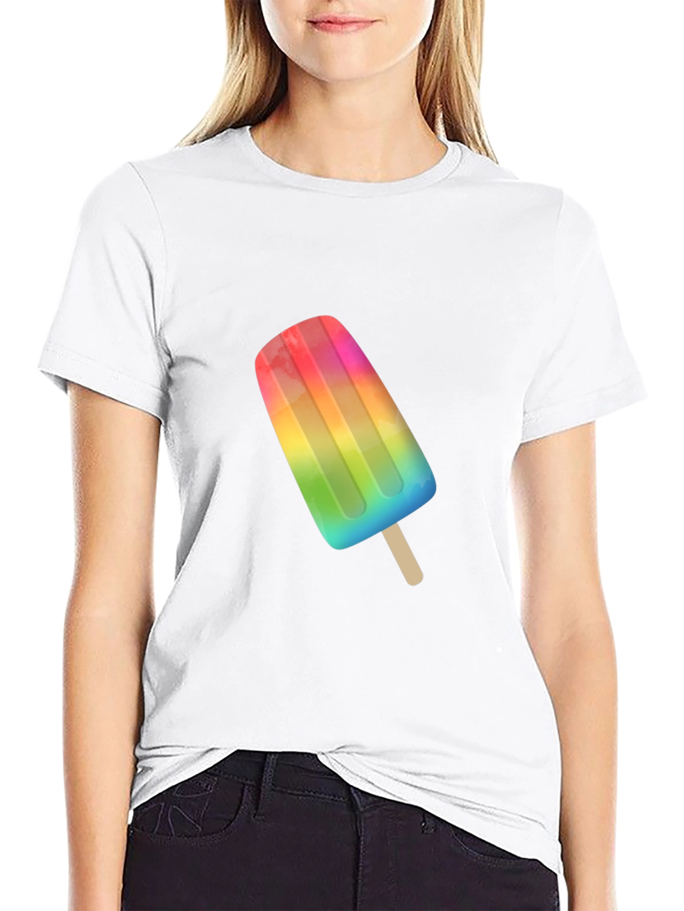 Rainbow Popsicle Graphic Tee - Summer Fun!