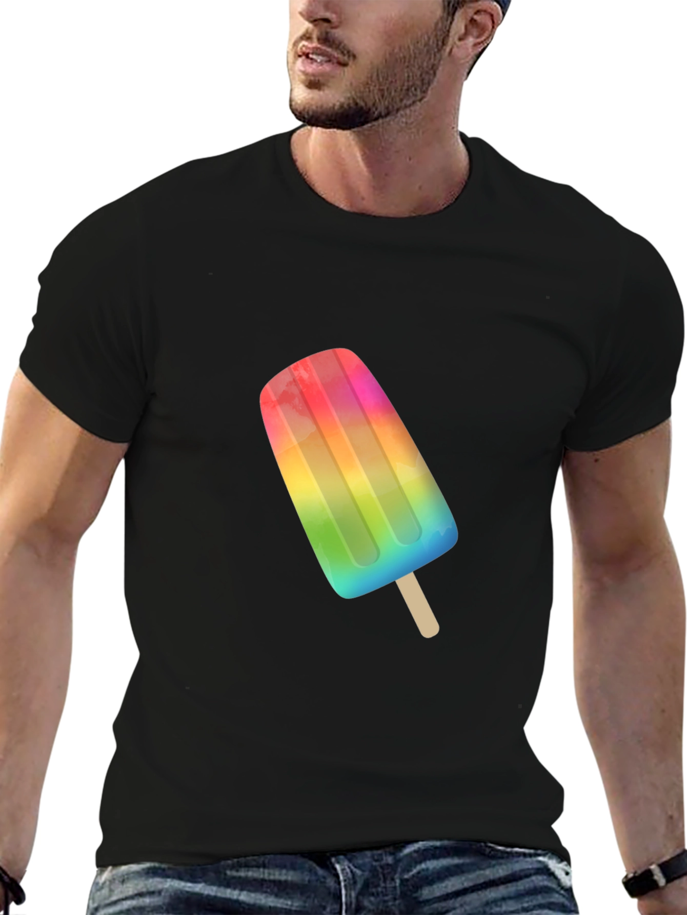 Rainbow Popsicle Graphic Tee - Summer Fun!