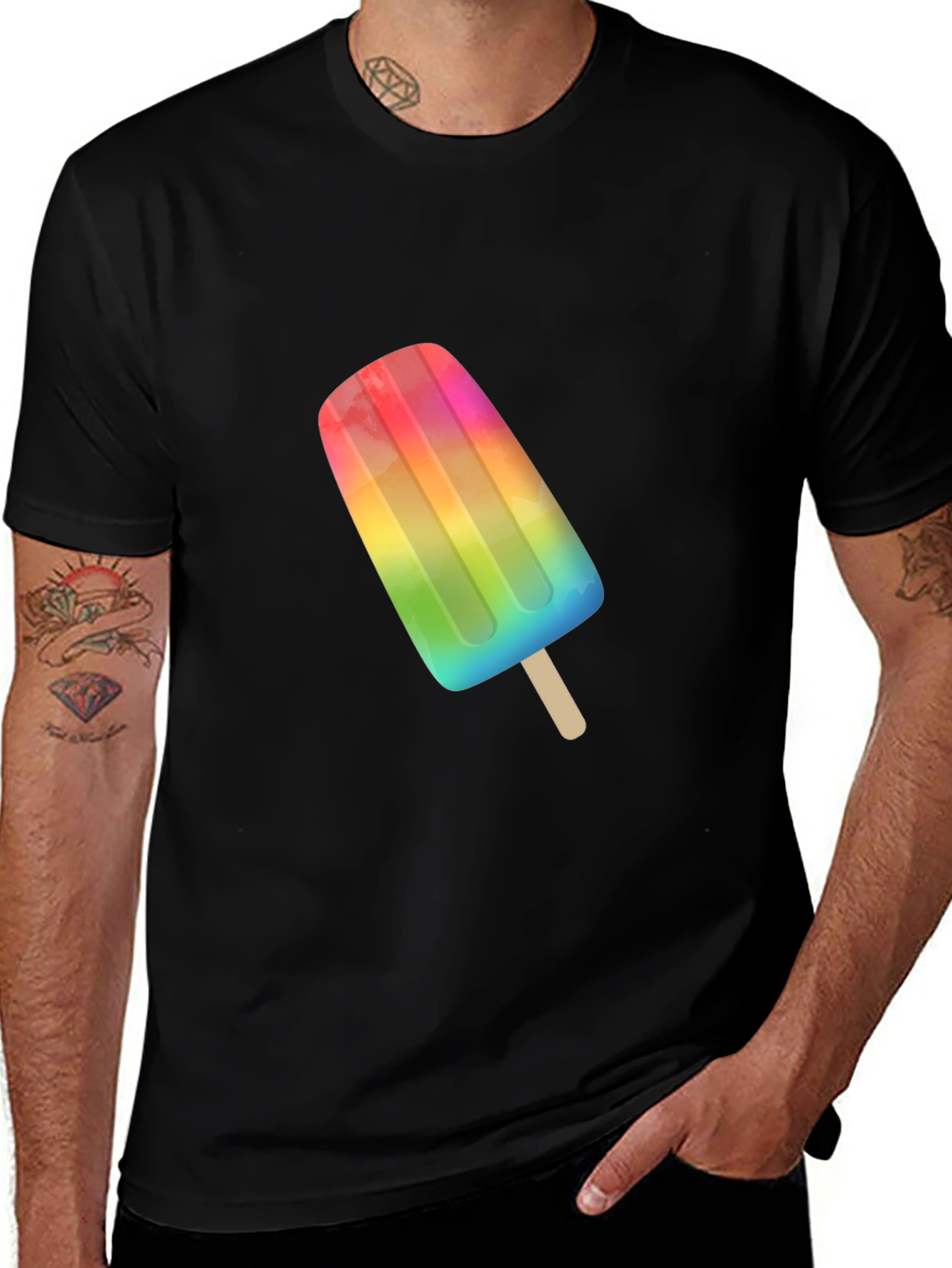 Rainbow Popsicle Graphic Tee - Summer Fun!