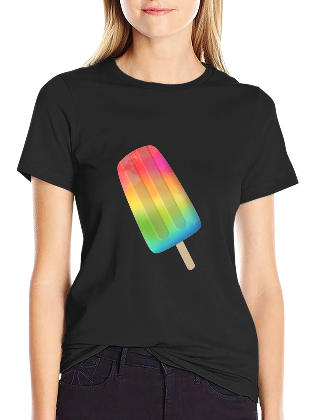 Rainbow Popsicle Graphic Tee - Summer Fun!