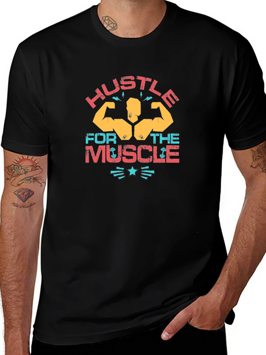 Hustle for Muscle Graphic T-Shirt - Gym Fitness Apparel