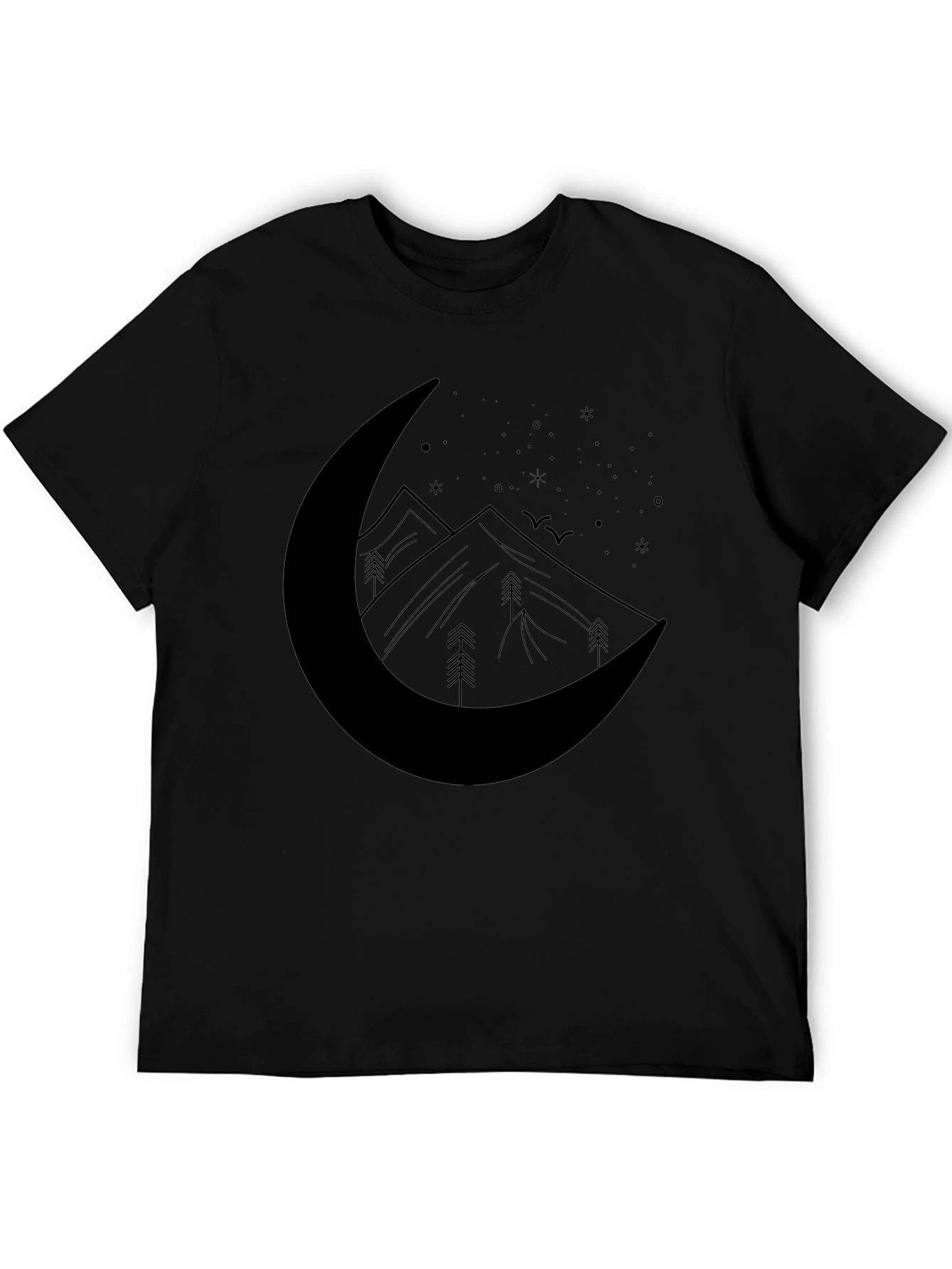 Crescent Moon Mountain Graphic Tee - Black