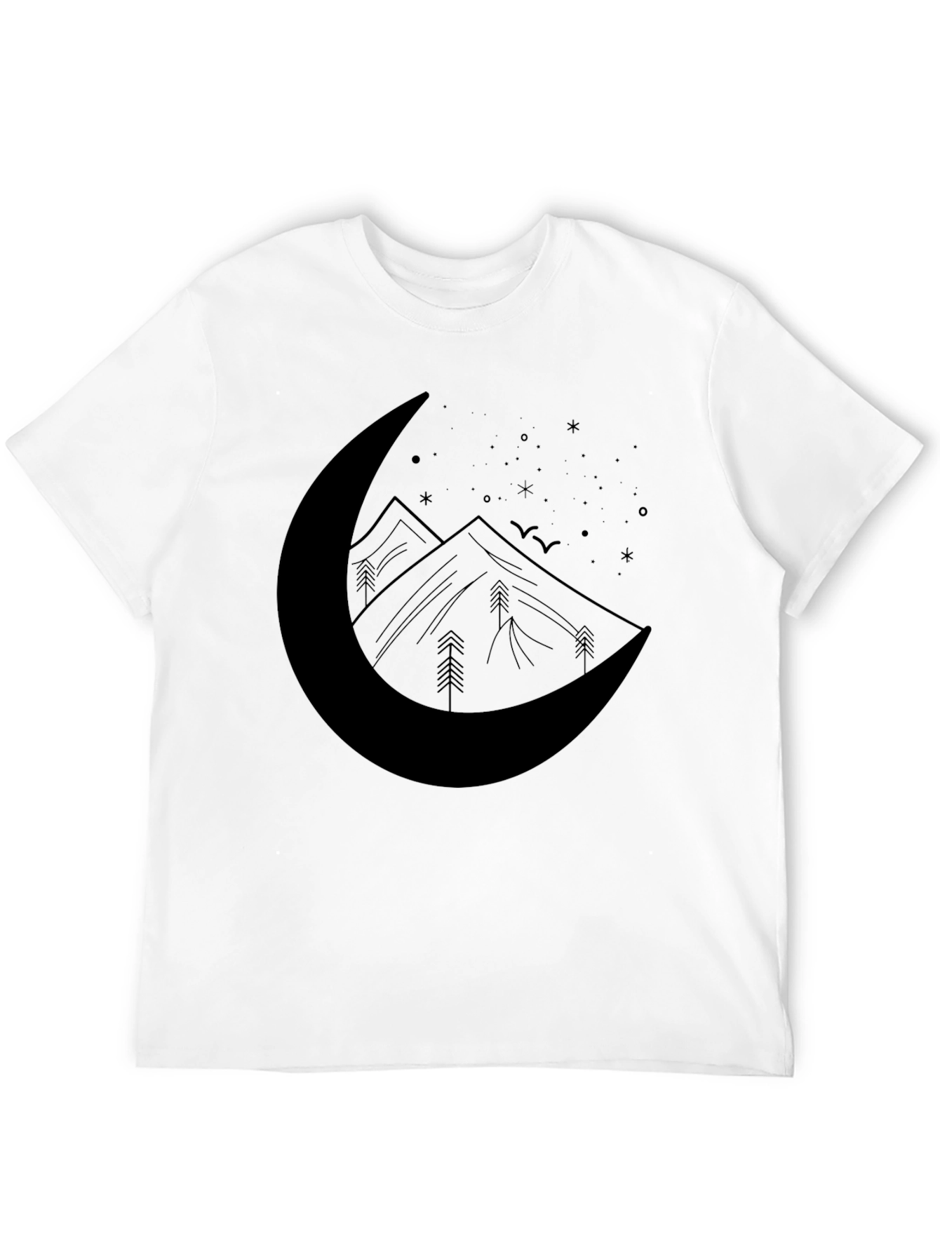 Crescent Moon Mountain Graphic Tee - Black