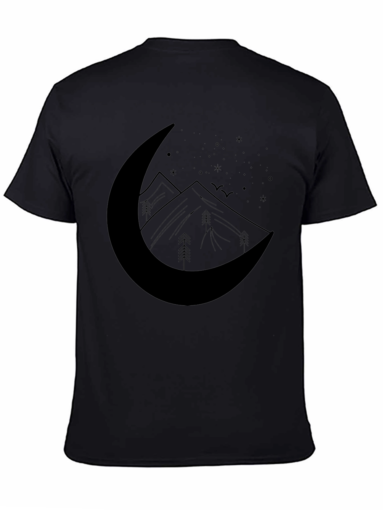 Crescent Moon Mountain Graphic Tee - Black