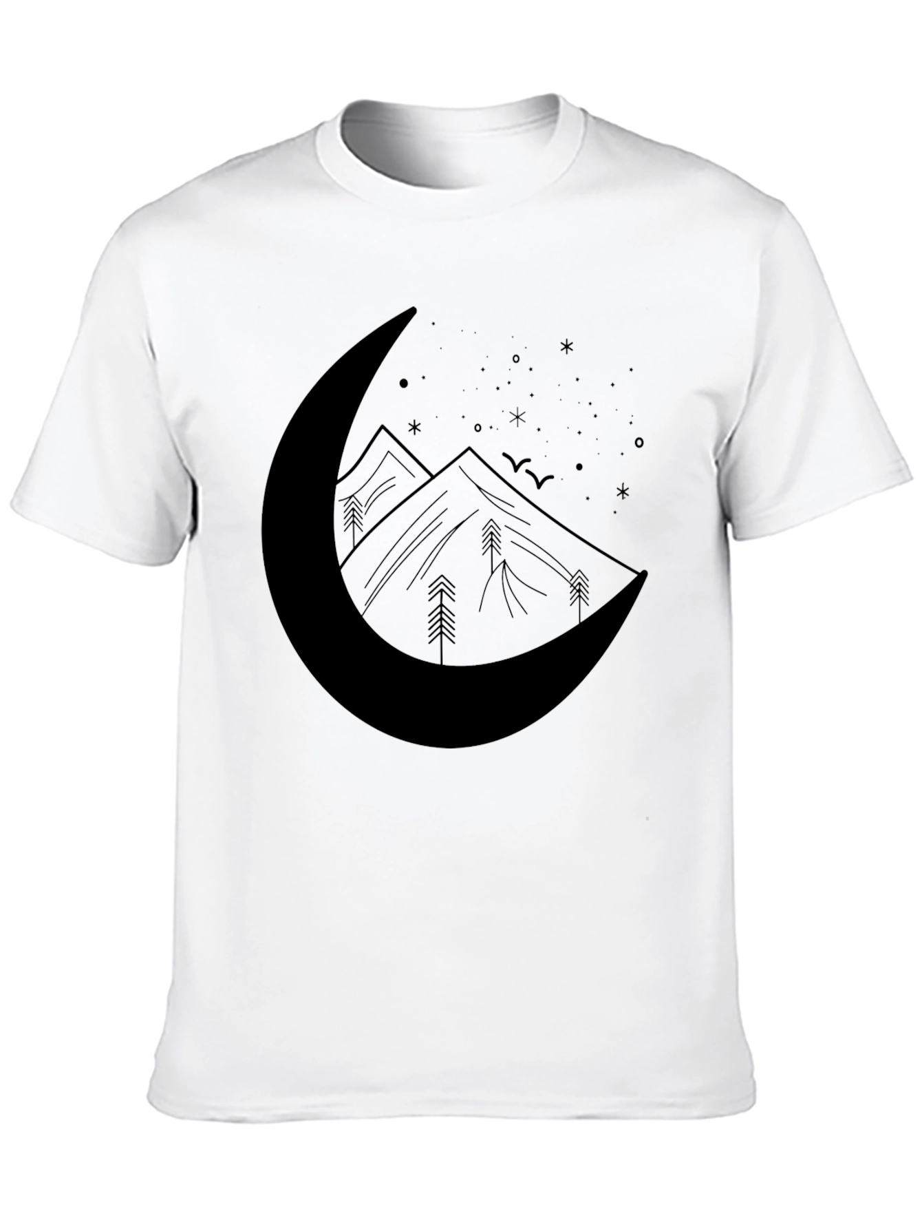 Crescent Moon Mountain Graphic Tee - Black