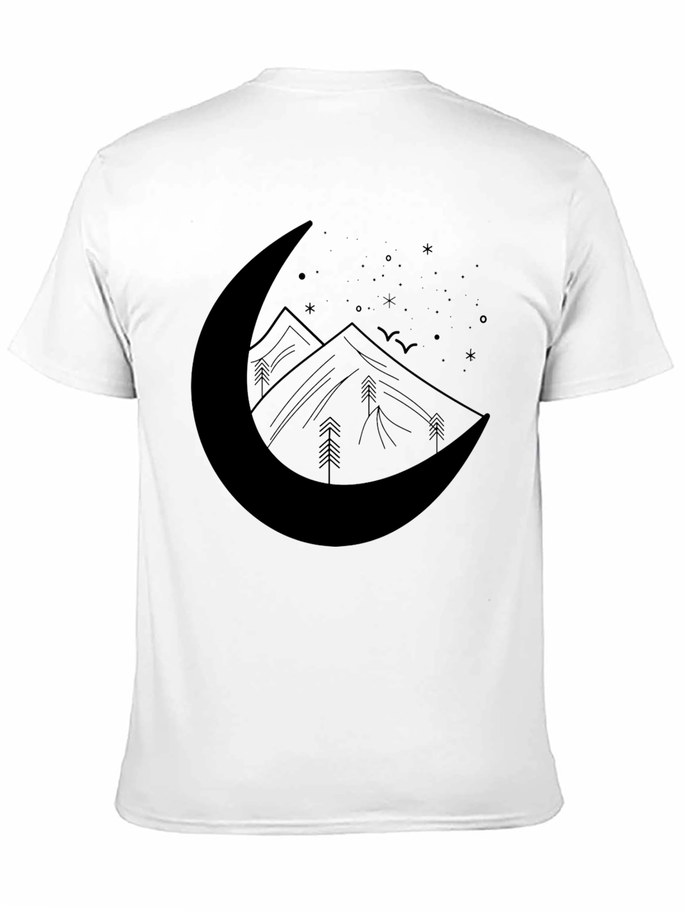 Crescent Moon Mountain Graphic Tee - Black